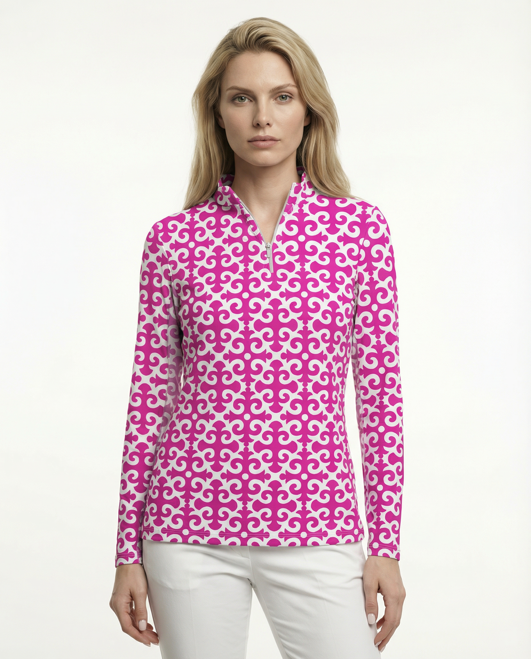 Gazebo Long Sleeve Zip Mock Top 86Z19