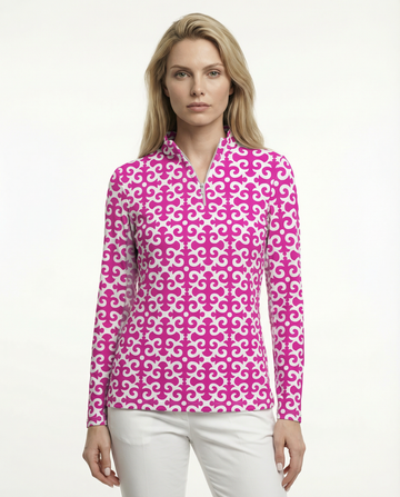 Gazebo Long Sleeve Zip Mock Top 86Z19