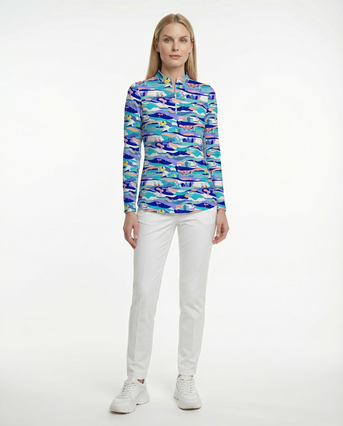 Winning Stroke 3/4 Sleeve Zip Mock Top 68Z49