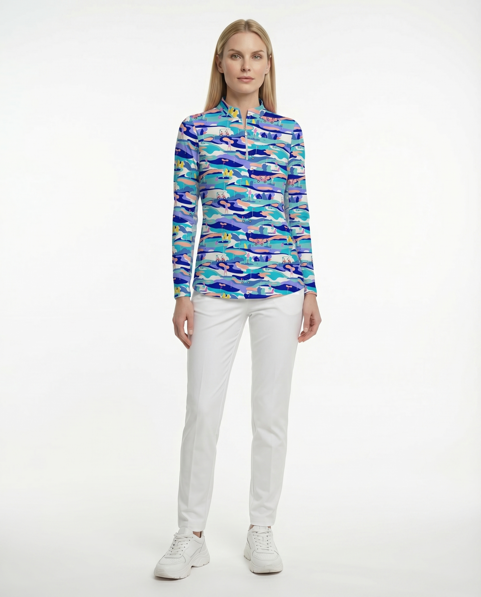 Winning Stroke 3/4 Sleeve Zip Mock Top 68Z49