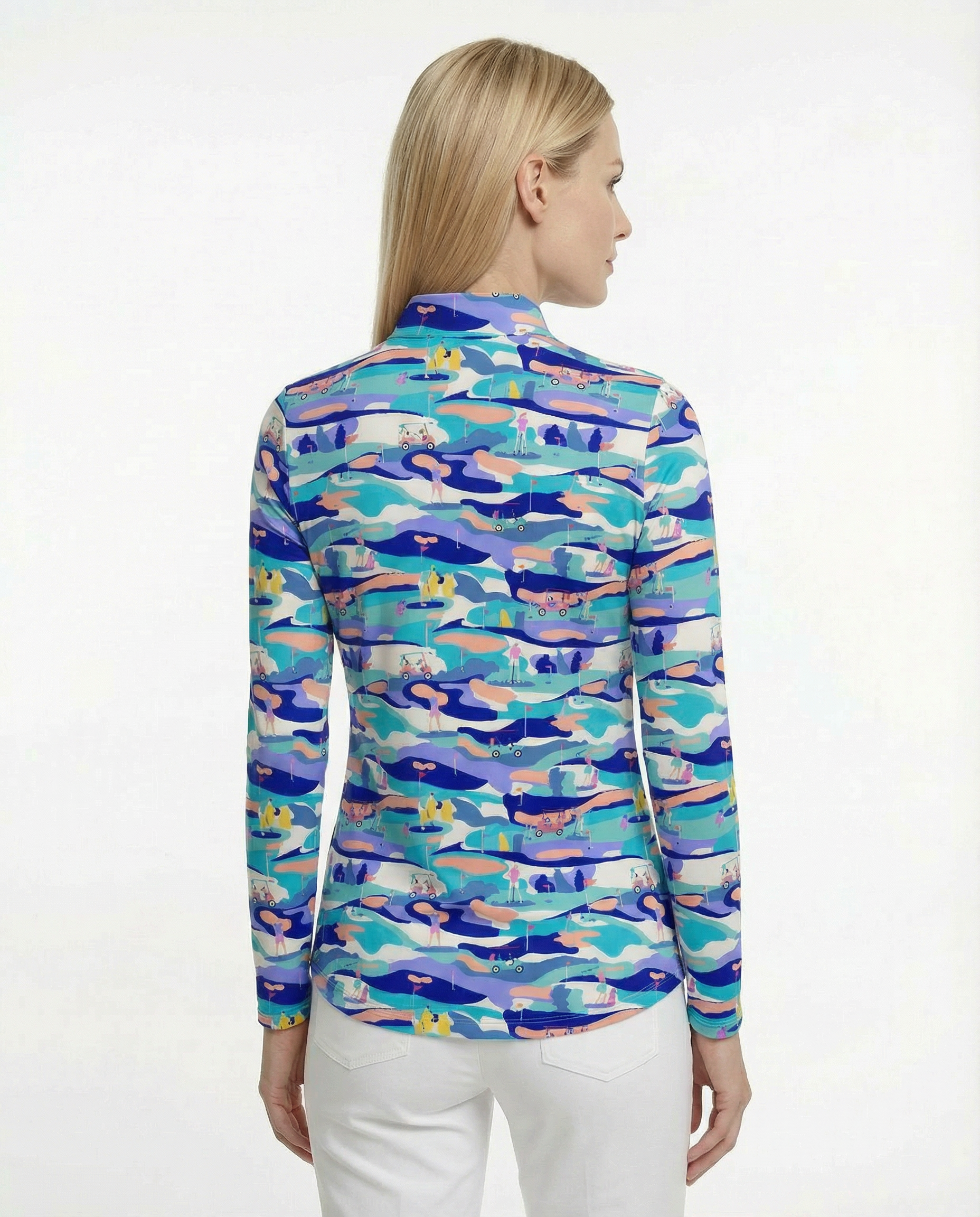 Winning Stroke 3/4 Sleeve Zip Mock Top 68Z49