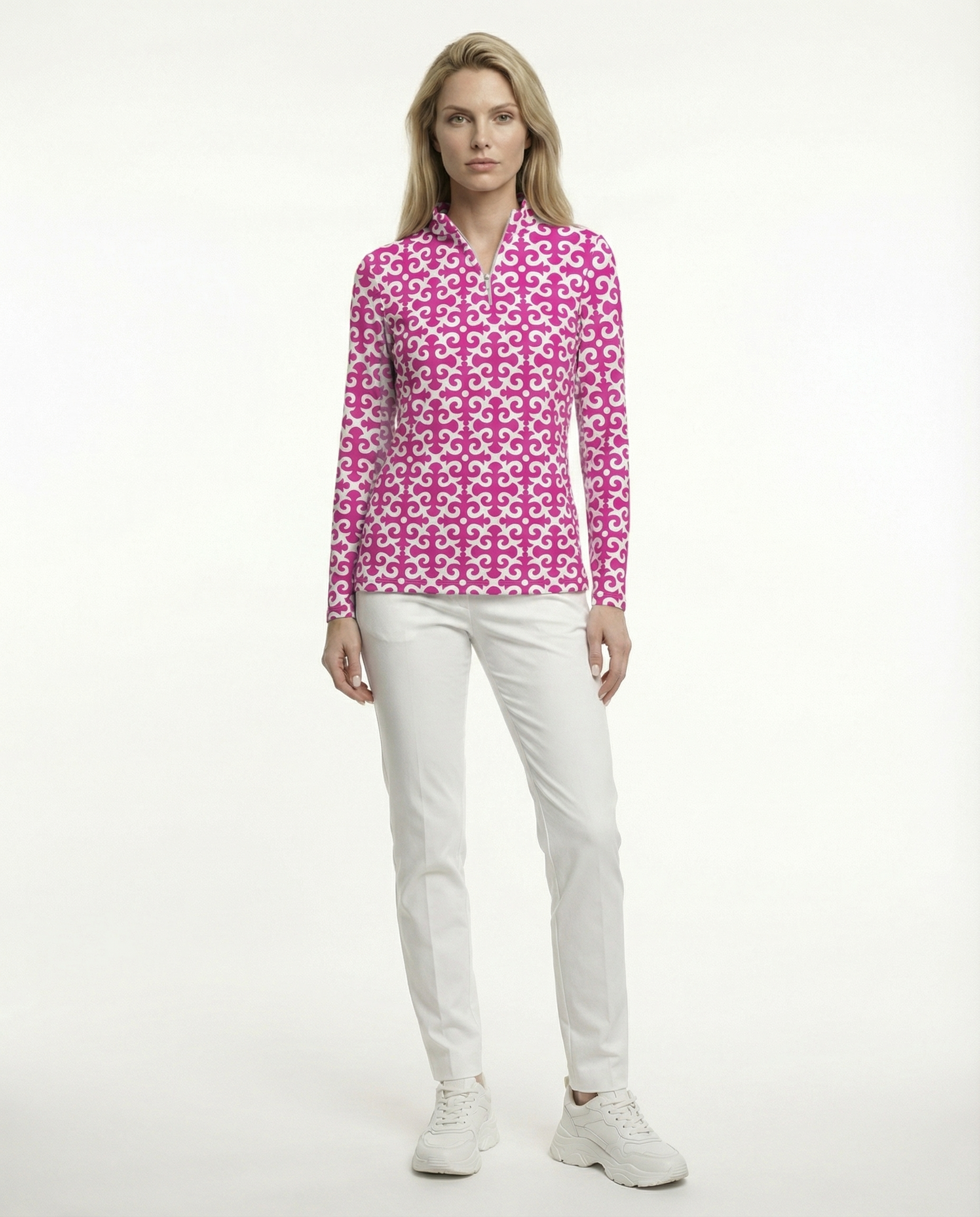 Gazebo Long Sleeve Zip Mock Top 86Z19