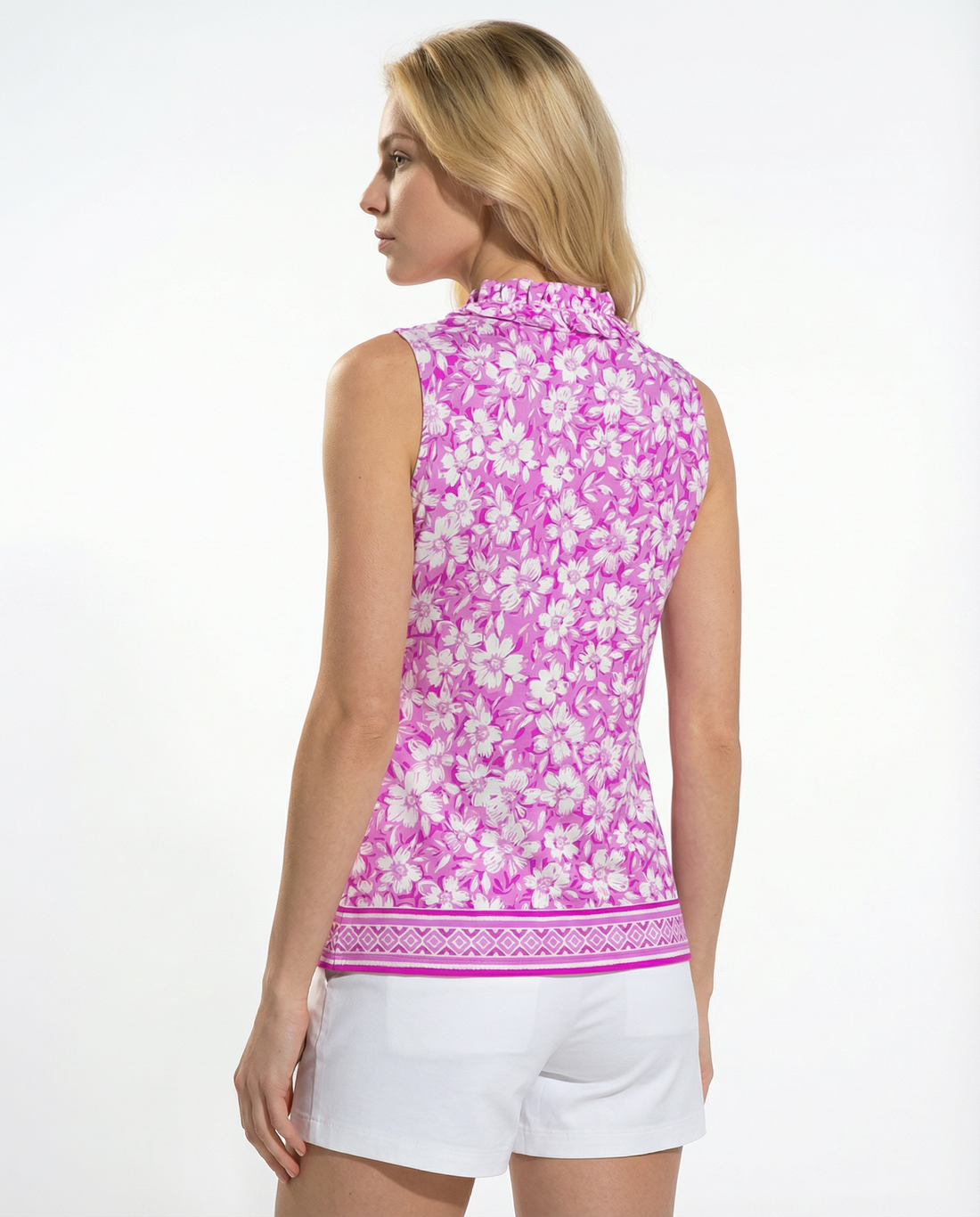 Nature's blessing Sleeveless Ruffle Portrait Neck Top 80Z51