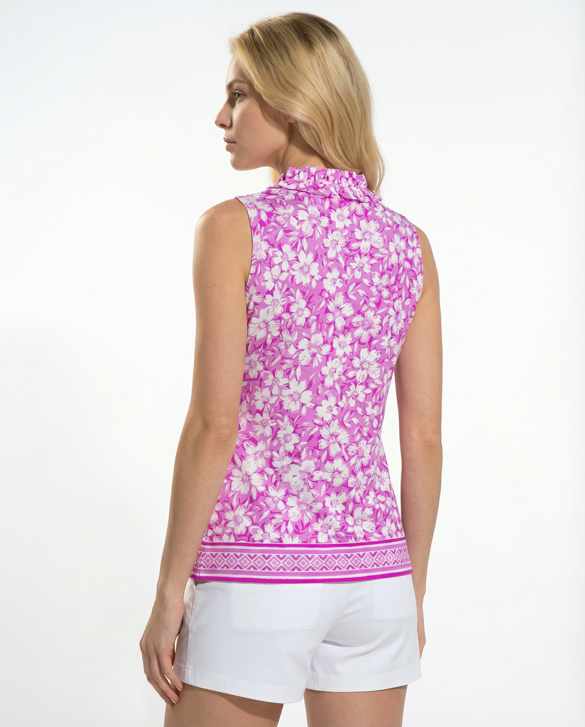 Nature's blessing Sleeveless Ruffle Portrait Neck Top 80Z51