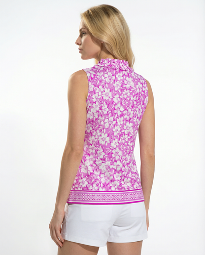 Nature's blessing Sleeveless Ruffle Portrait Neck Top 80Z51