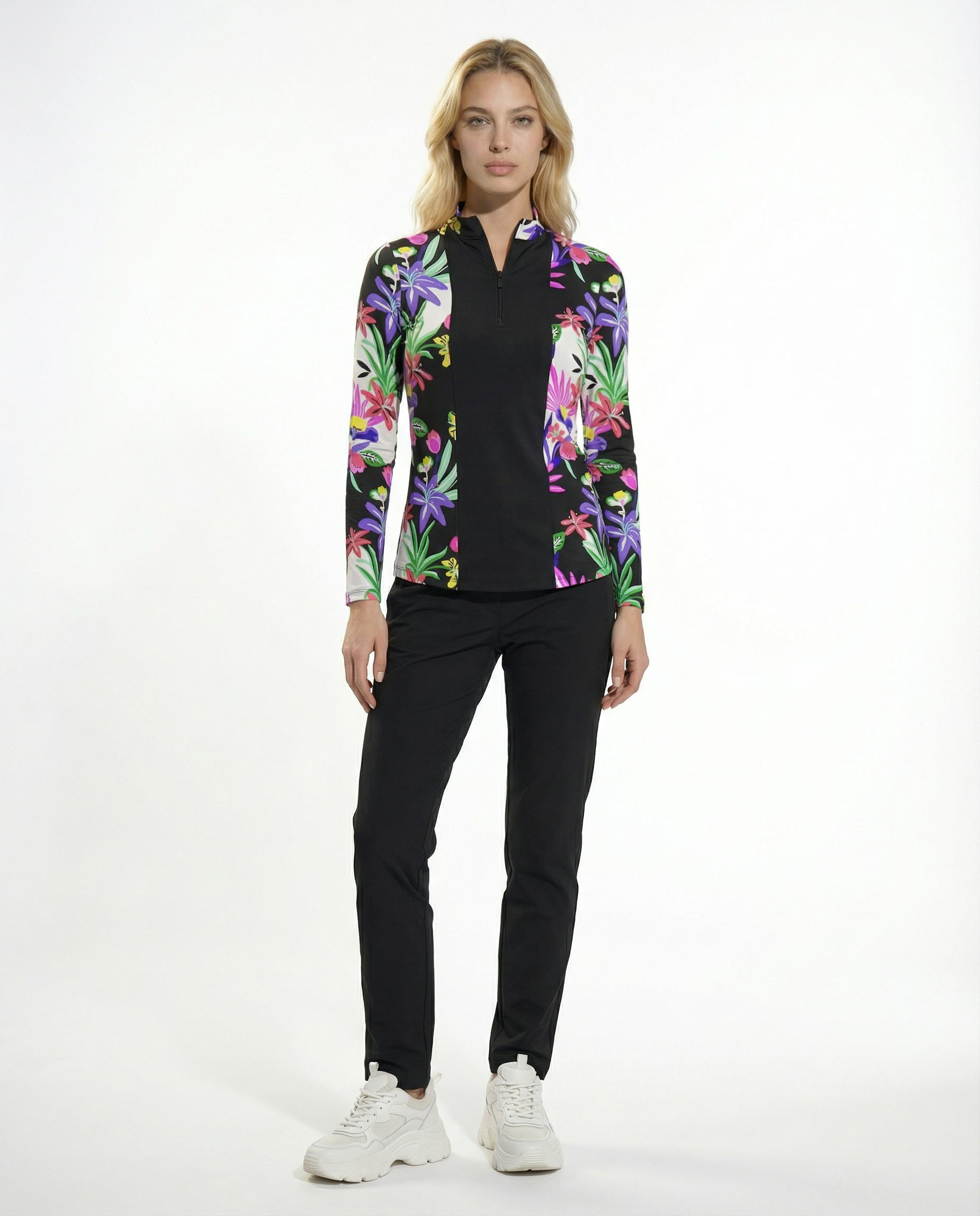 Beyonce Long Sleeve Zip Mock Top 86Z12