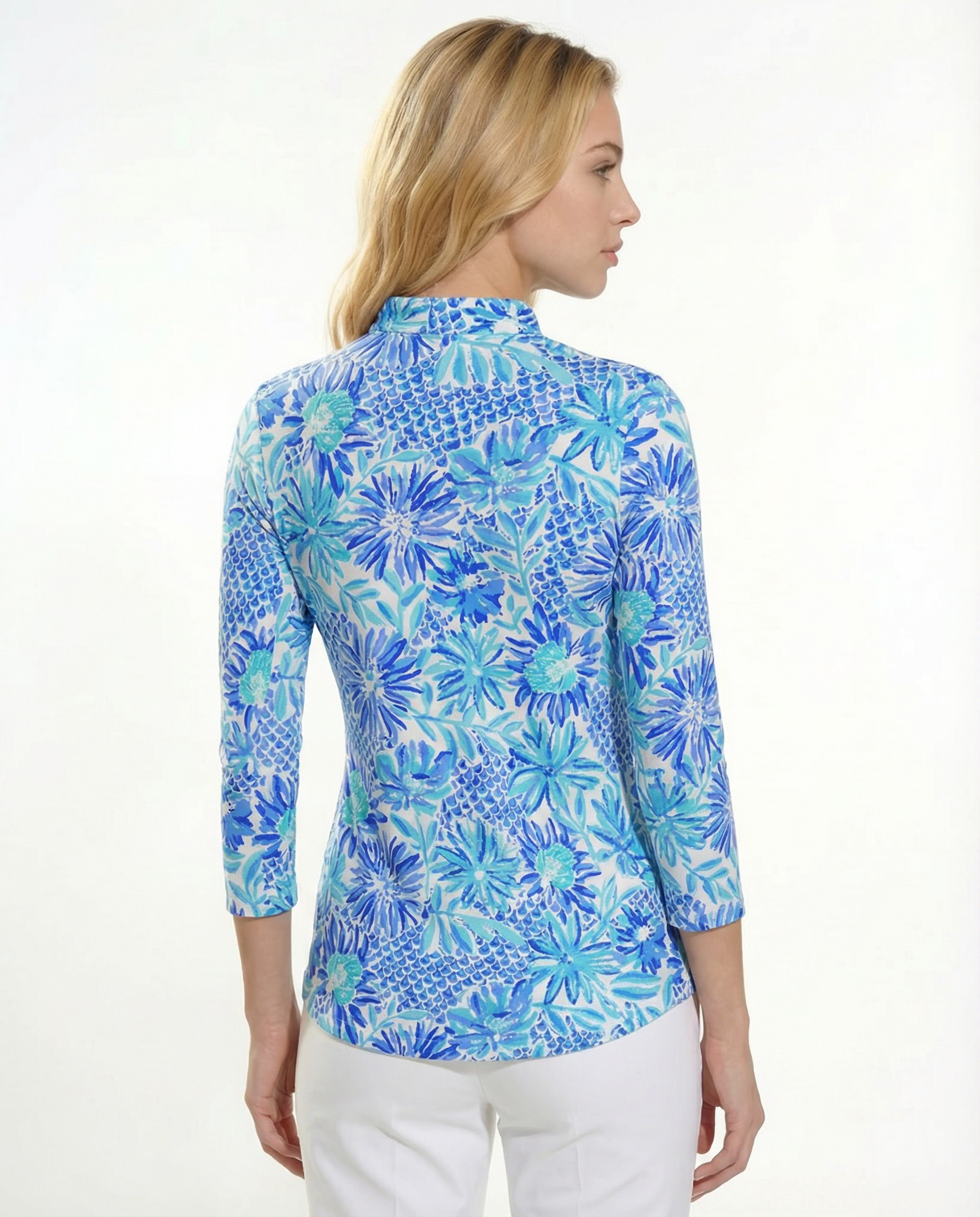 Bella Jardin 3/4 Sleeve Zip Mock Top 68Z25