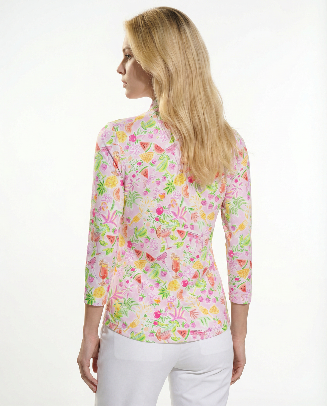 Cheers Long Sleeve Zip Mock Top 86Z42