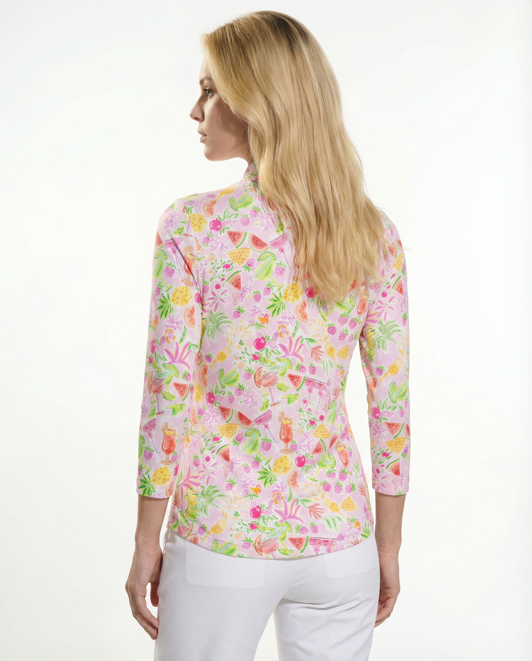 Cheers Long Sleeve Zip Mock Top 86Z42