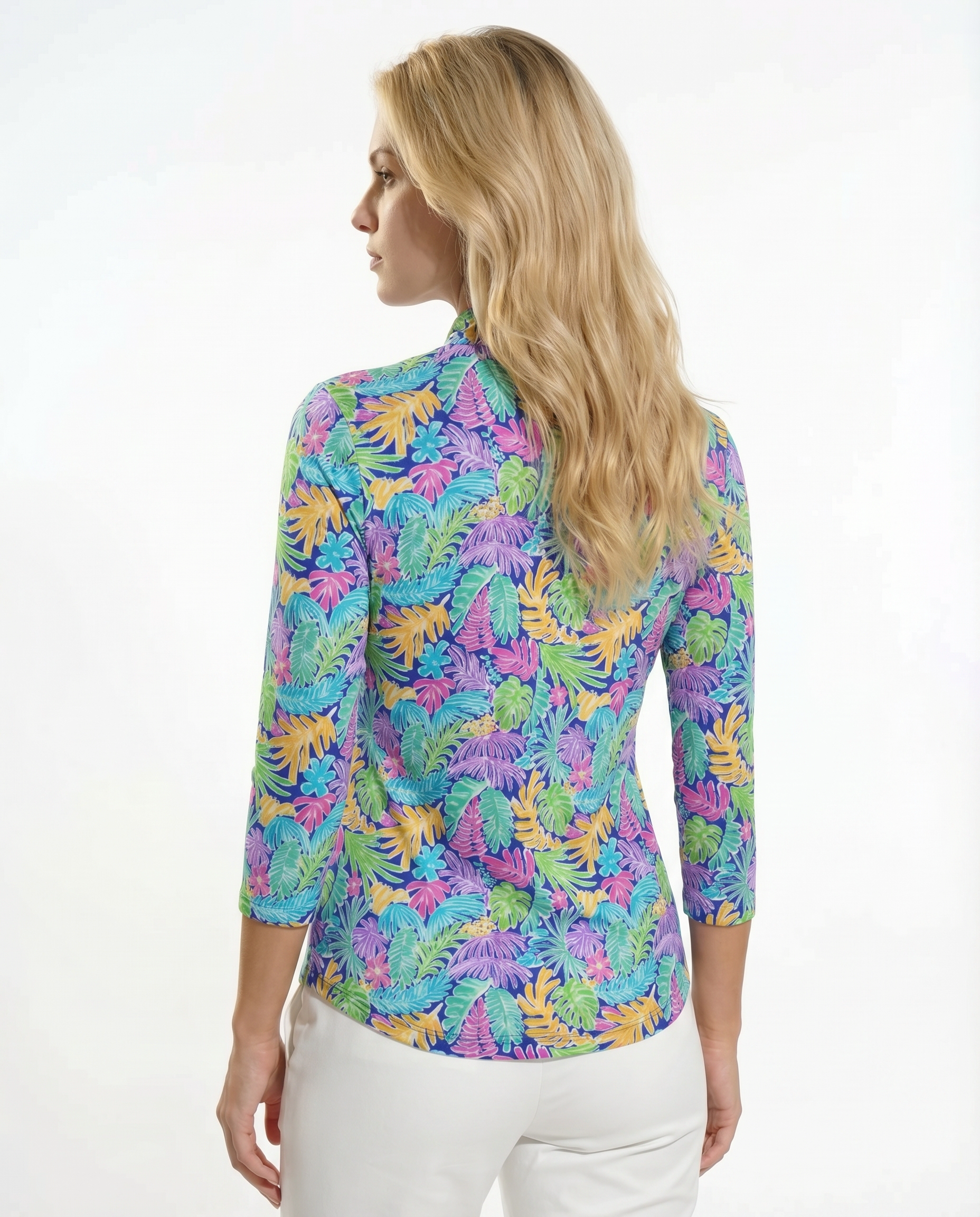 Deep Forest Long Sleeve Zip Mock Top 68Z44