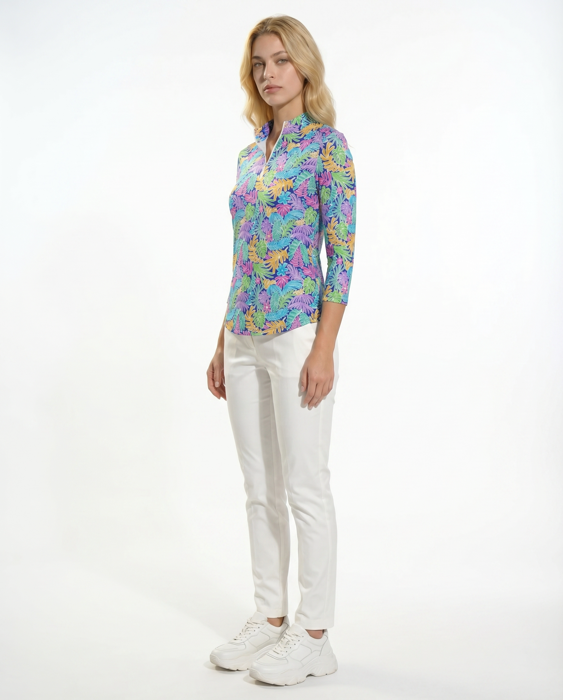 Deep Forest Long Sleeve Zip Mock Top 68Z44