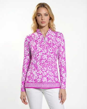 Nature's blessing Long Sleeve Zip Mock Top 86Z51