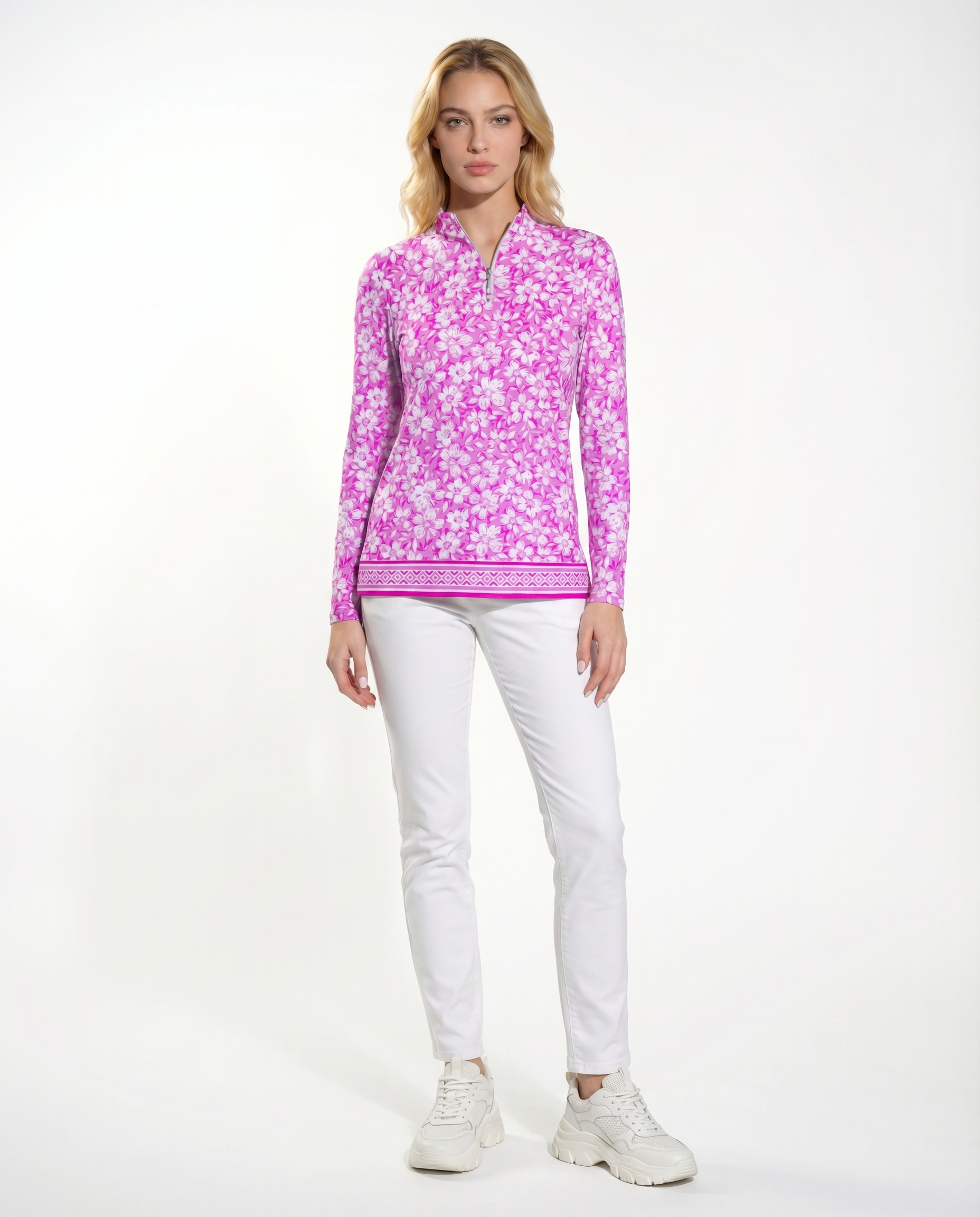Nature's blessing Long Sleeve Zip Mock Top 86Z51