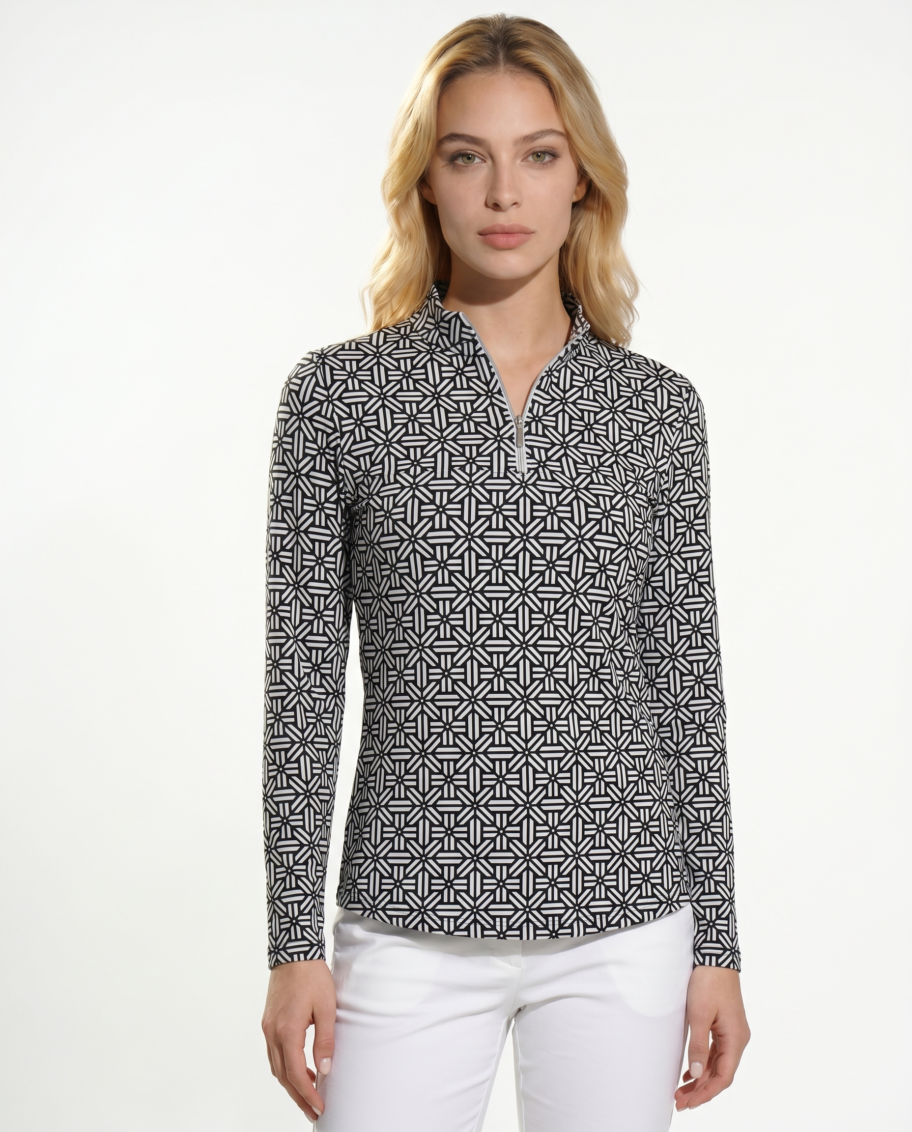 Stampedo Long Sleeve Zip Mock Top 86Z50