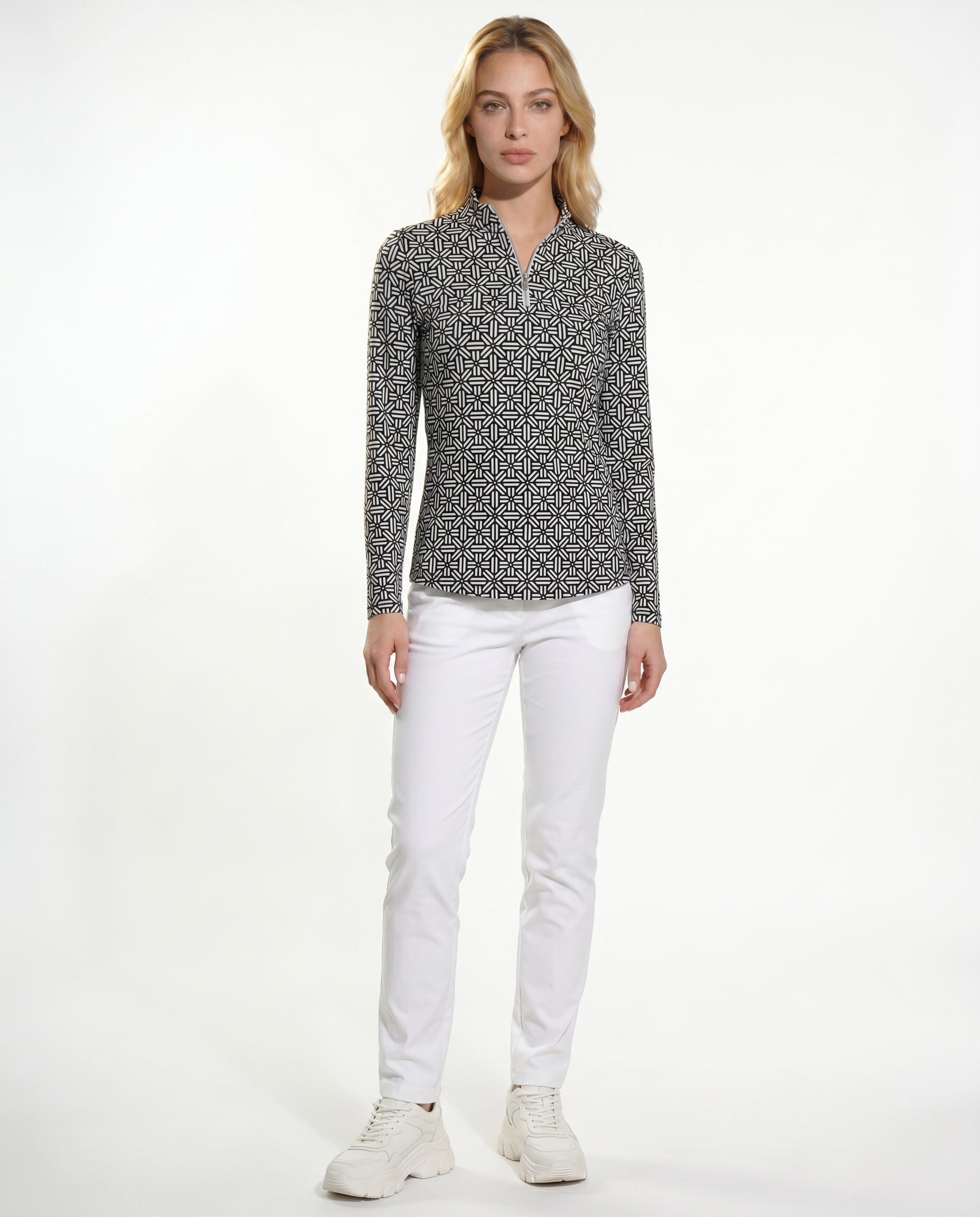 Stampedo Long Sleeve Zip Mock Top 86Z50