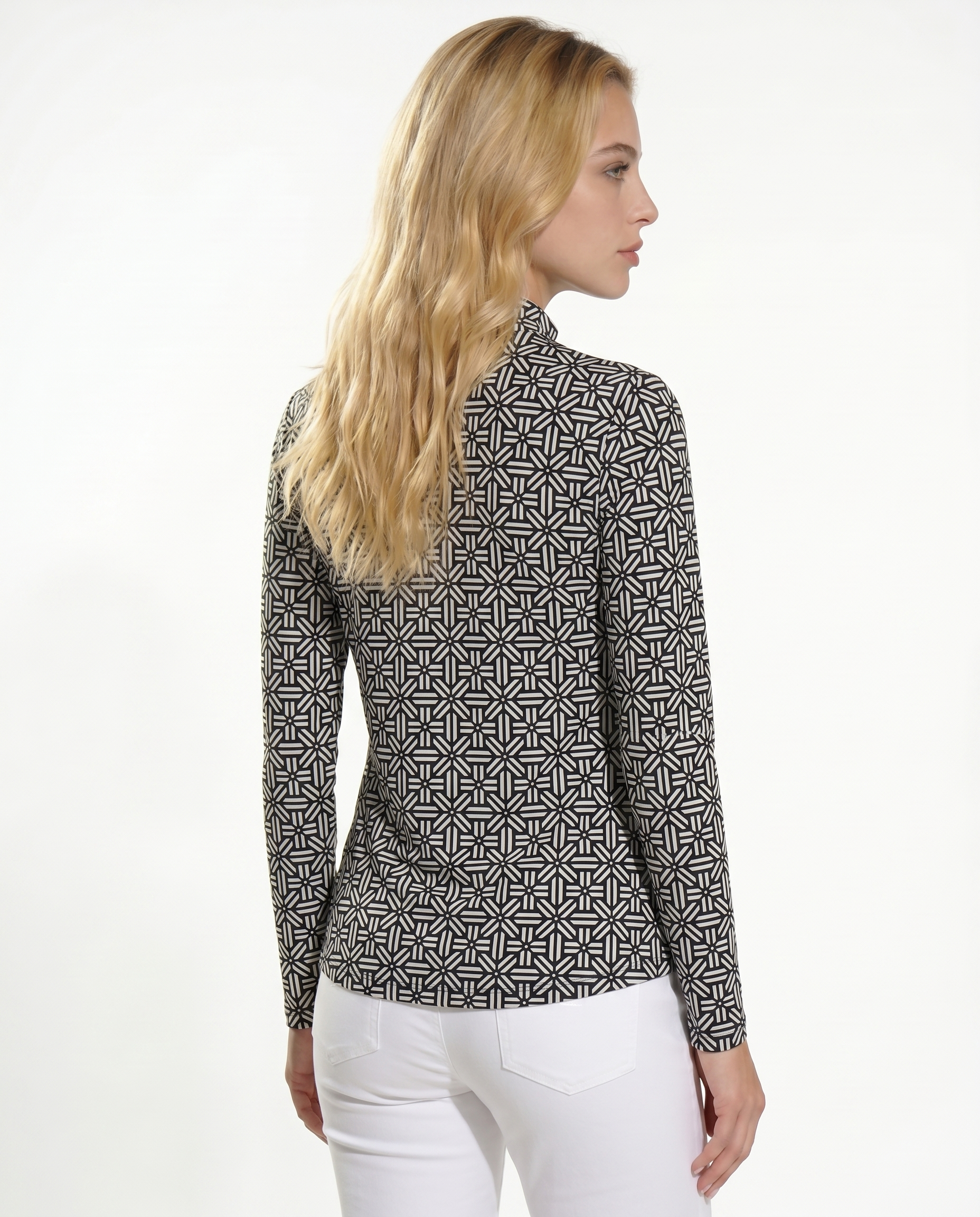 Stampedo Long Sleeve Zip Mock Top 86Z50