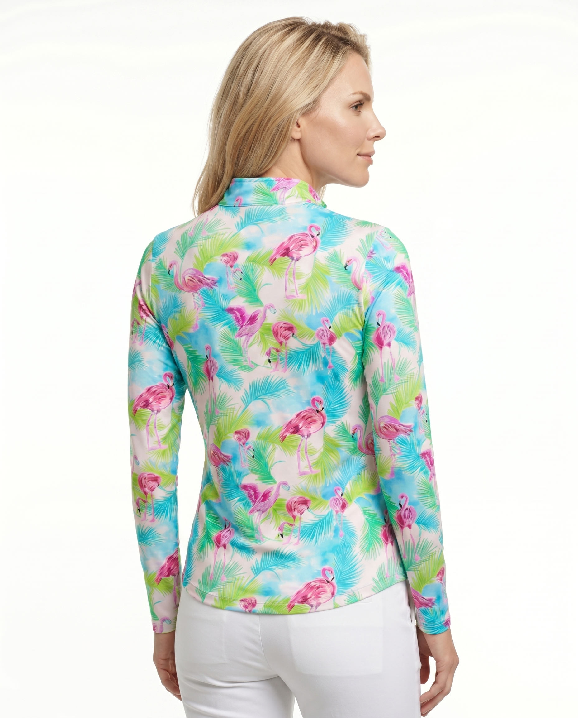 Flamenco Long Sleeve Zip Mock Top 86Z40