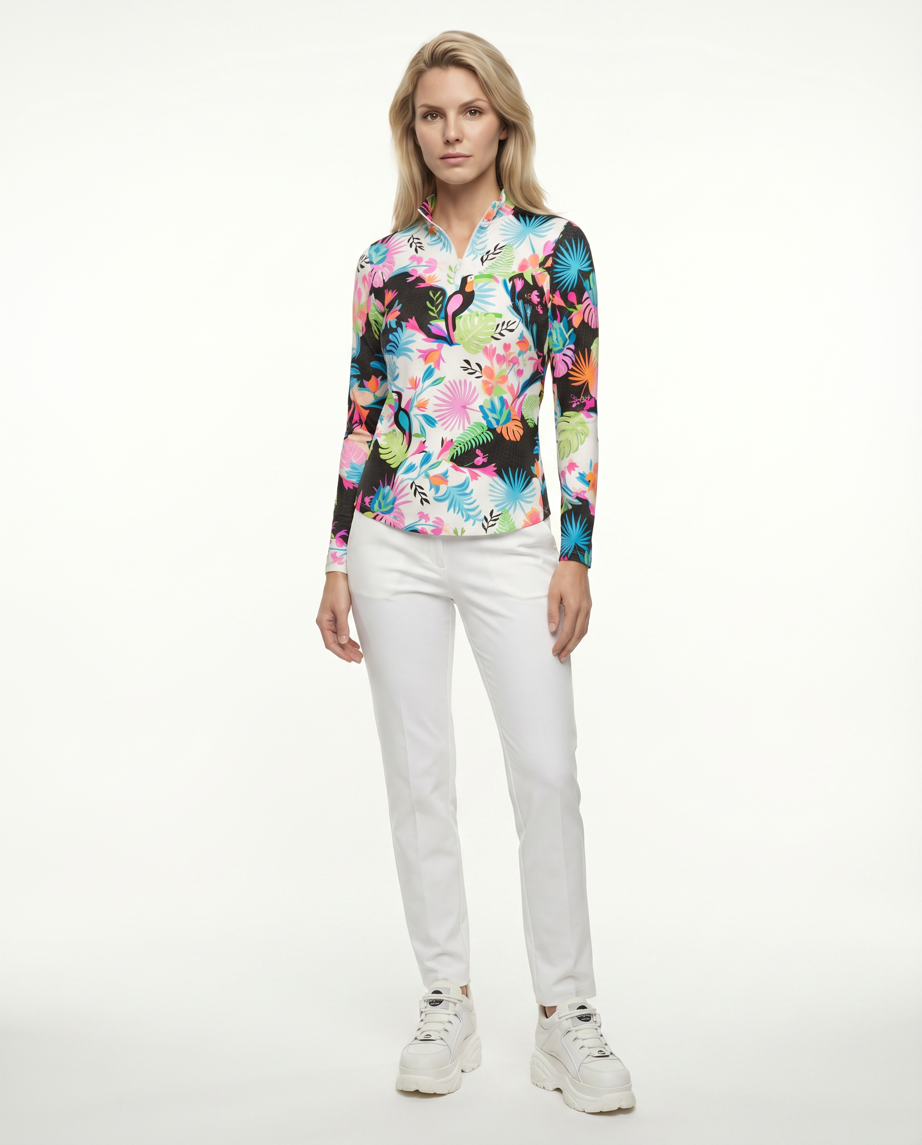 Volare Long Sleeve Zip Mock Top 86Z35