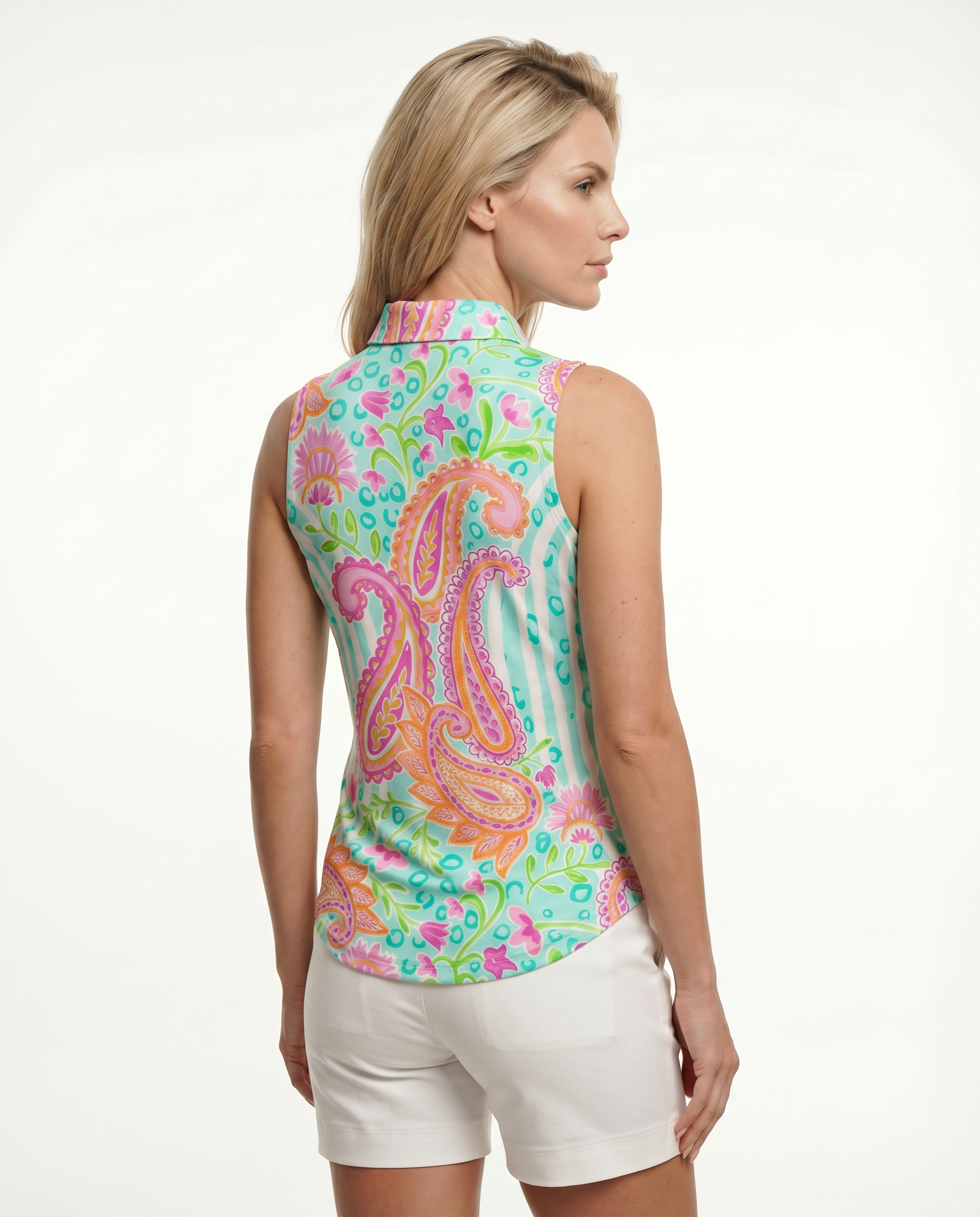 Sweet Caroline Sleeveless Polo Top 40Z18