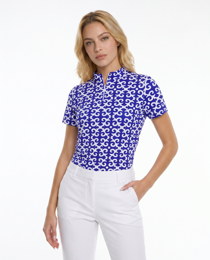 Gazebo Short Sleeve Zip Mock Top 85Z19