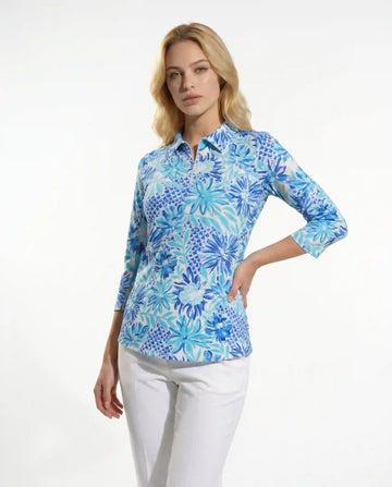 Bella Jardin 3/4 Sleeve Polo Top 48Z25