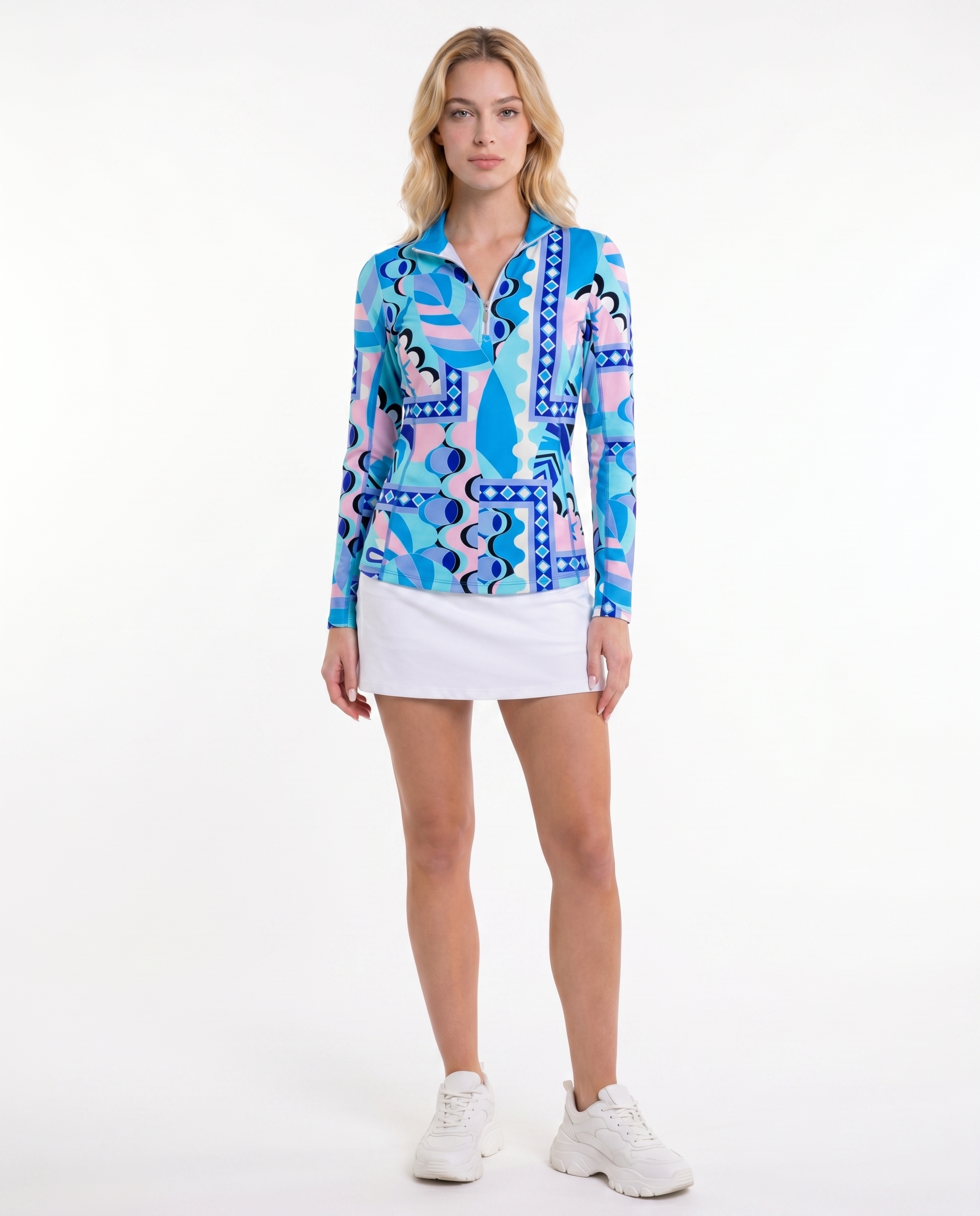 Salees Long Sleeve Zip Mock Top 86Z28