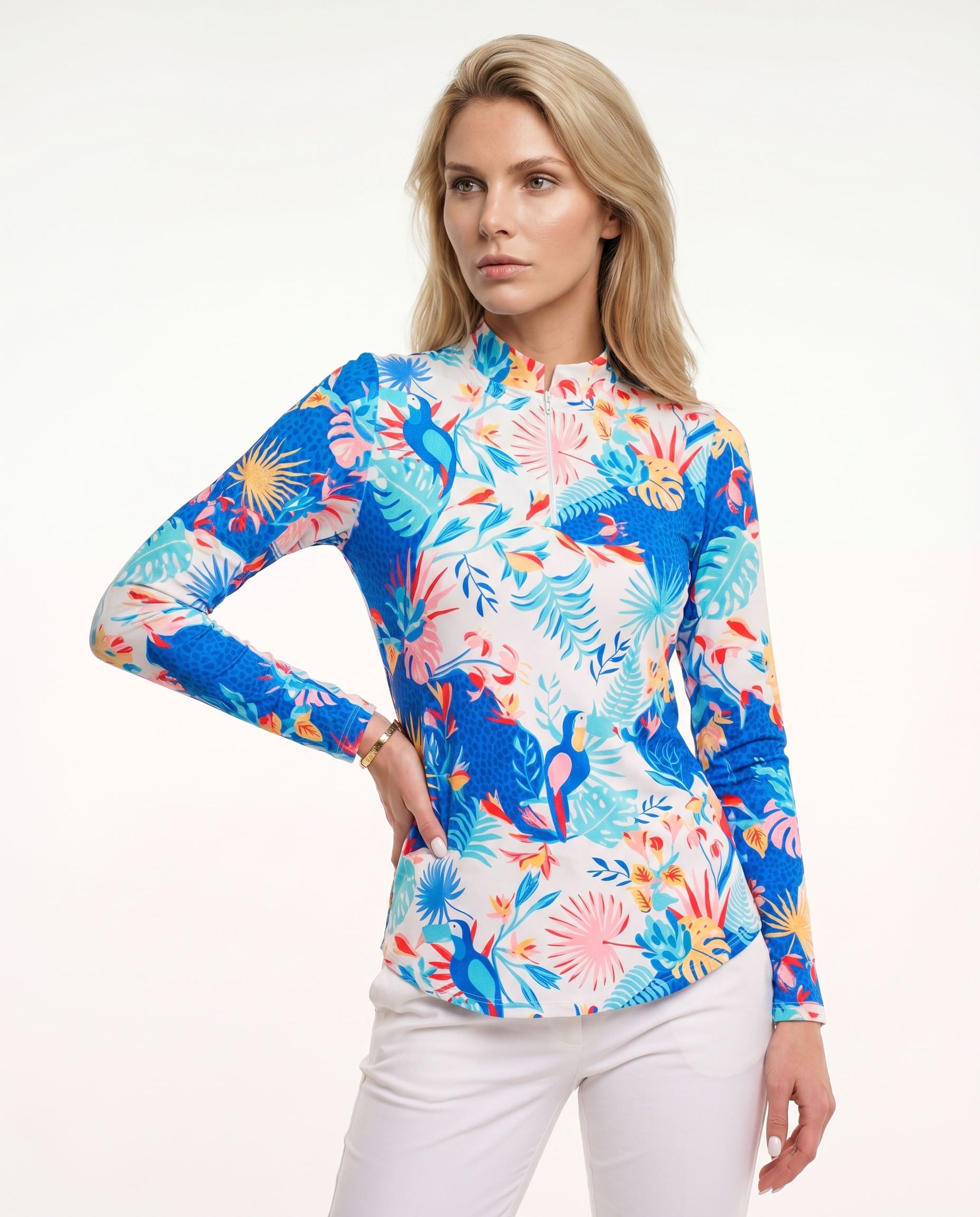 Volare Long Sleeve Zip Mock Top 86Z35