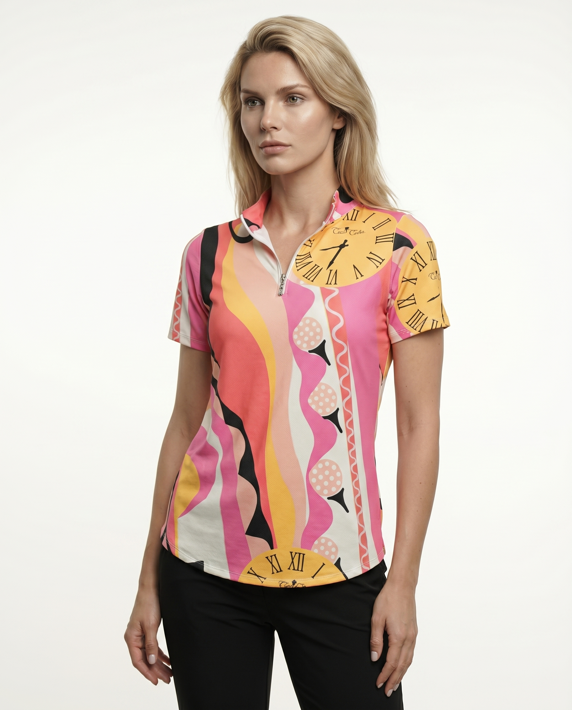 Teetime Short Sleeve Zip Mock Top 85Z05