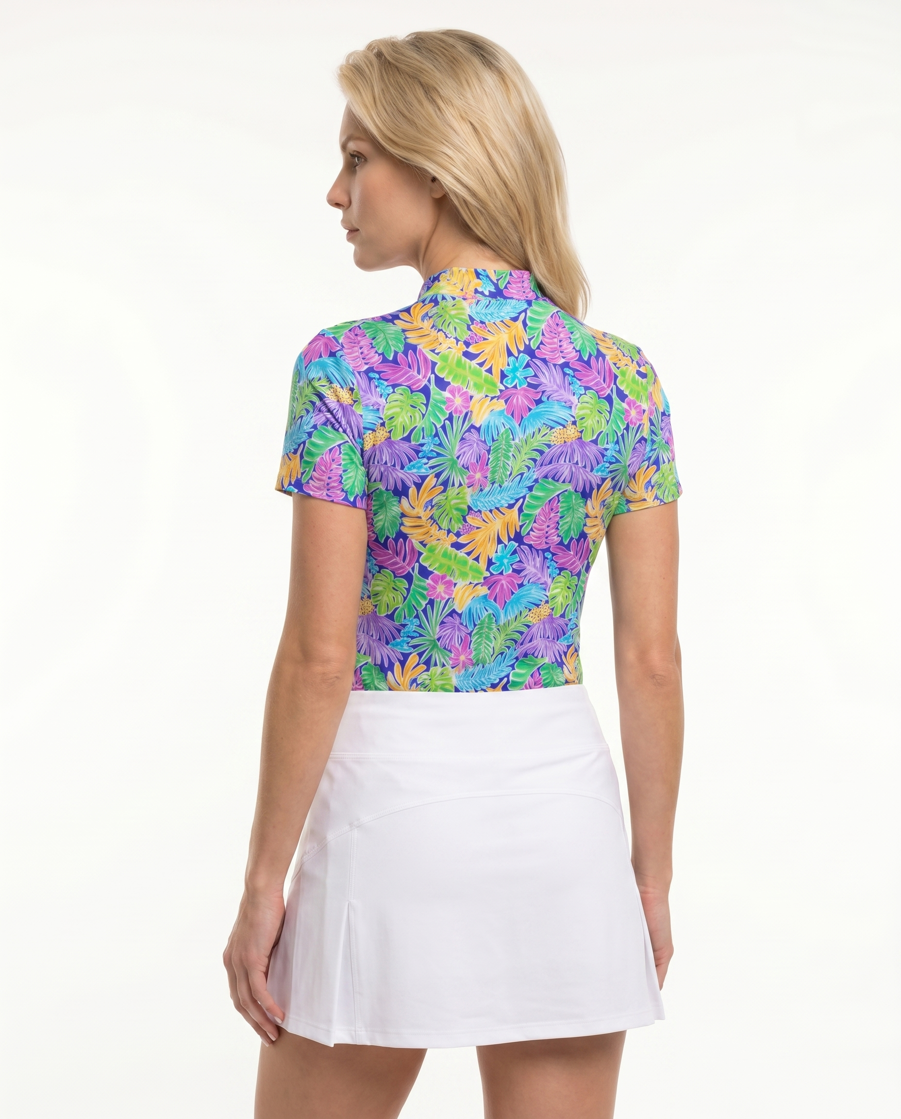 Deep Forest Short Sleeve Zip Mock Top 85Z44