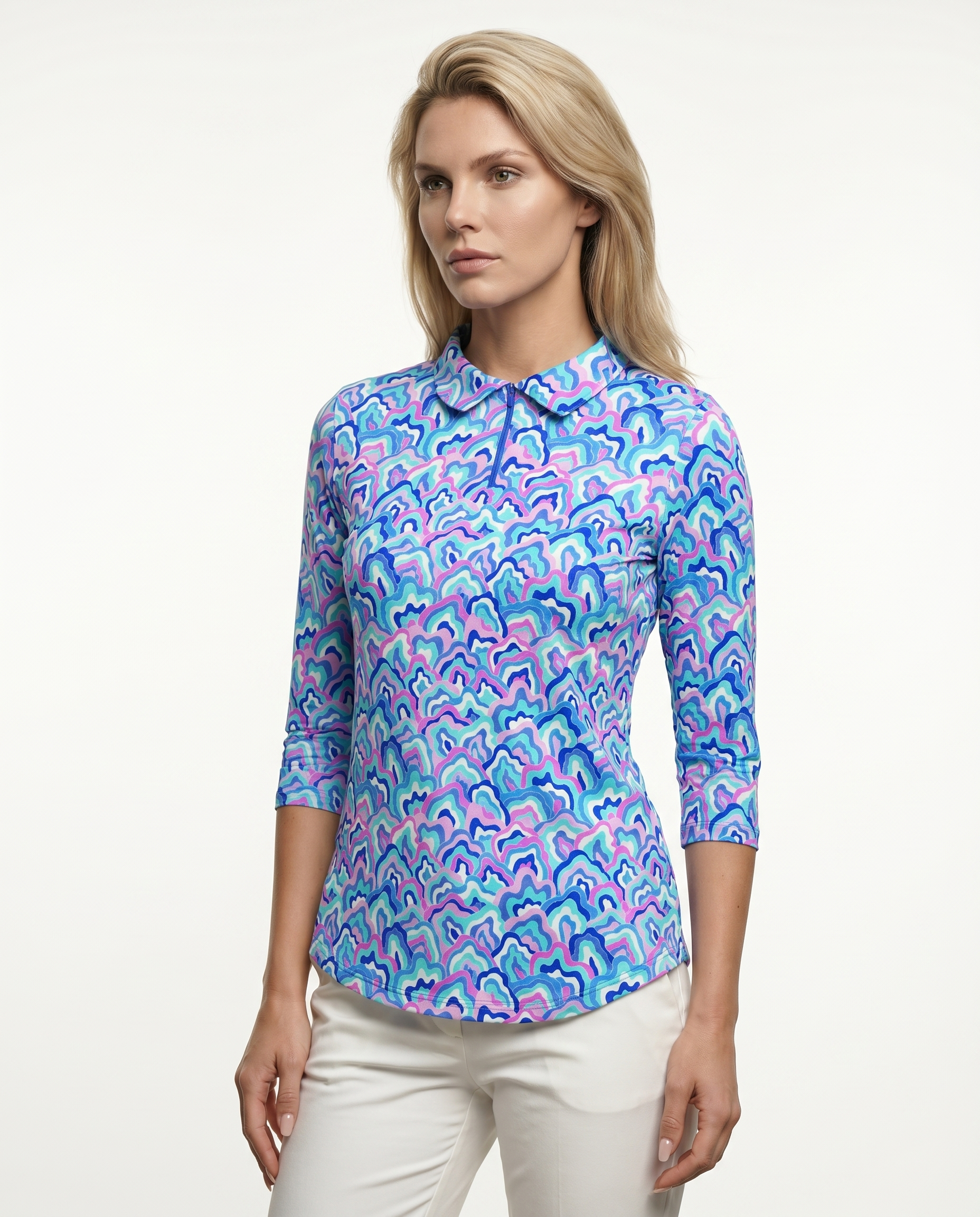 Out of Course 3/4 Sleeve Polo Top 48Z54