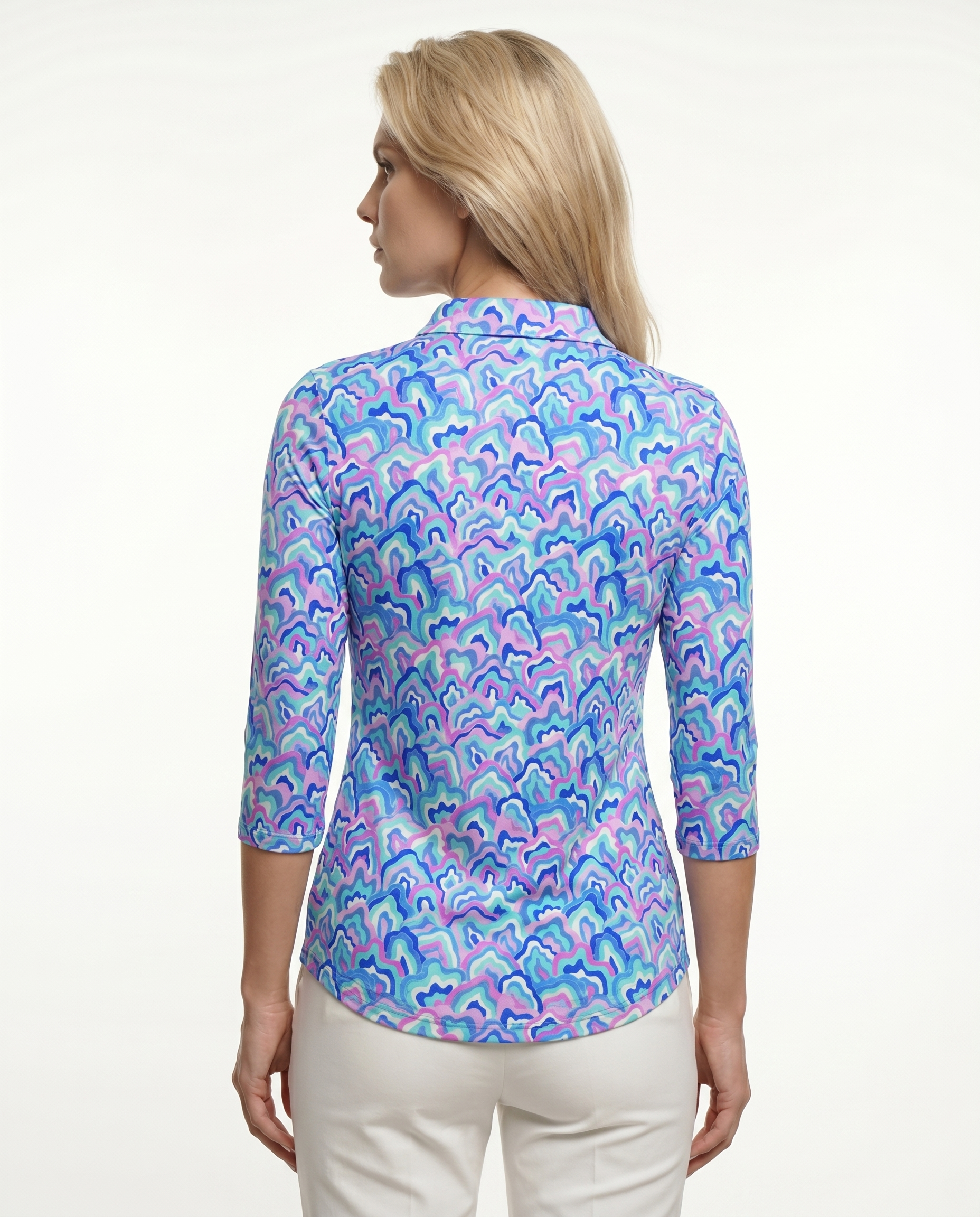 Out of Course 3/4 Sleeve Polo Top 48Z54