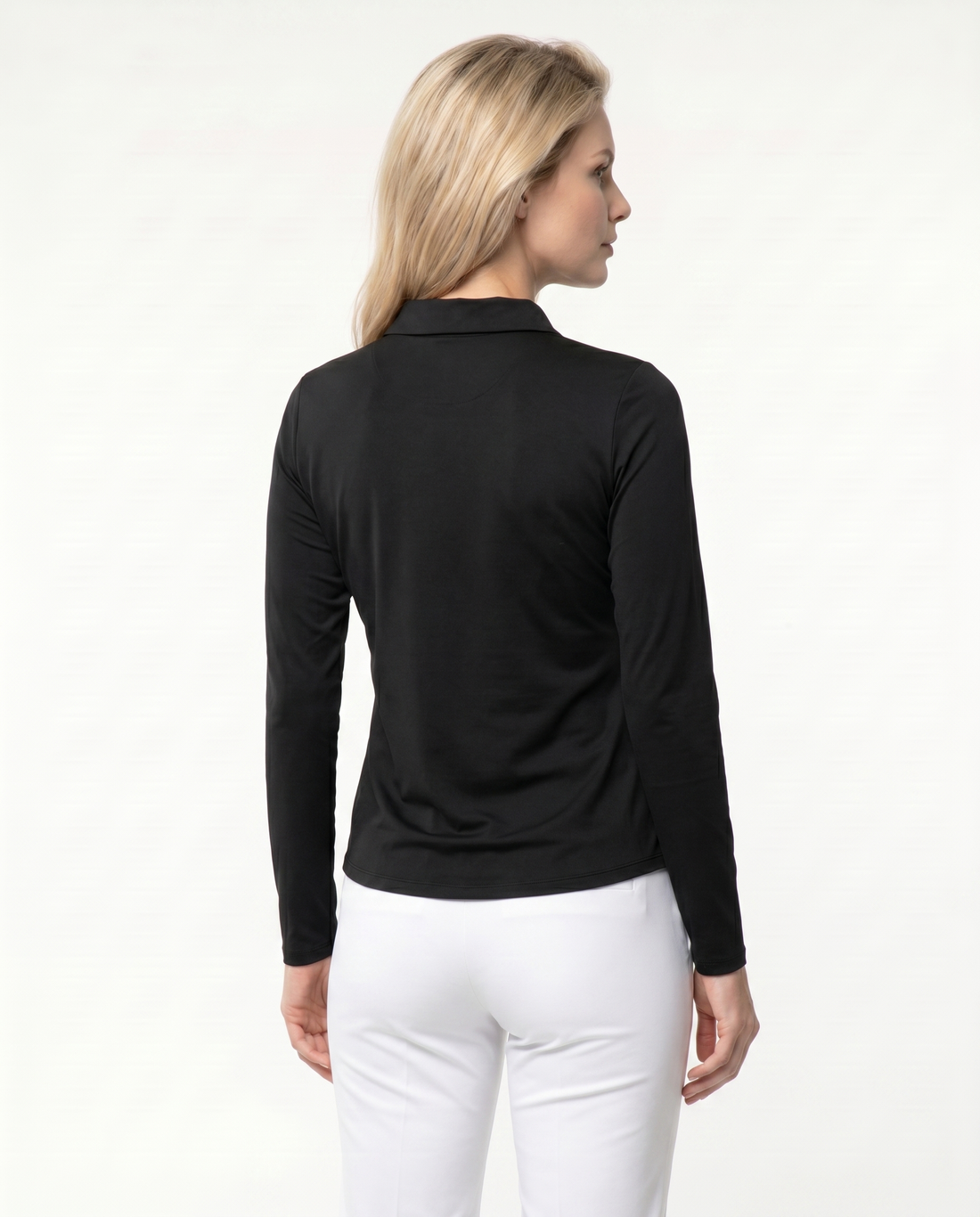 Solid Long Sleeve Polo Top 8400