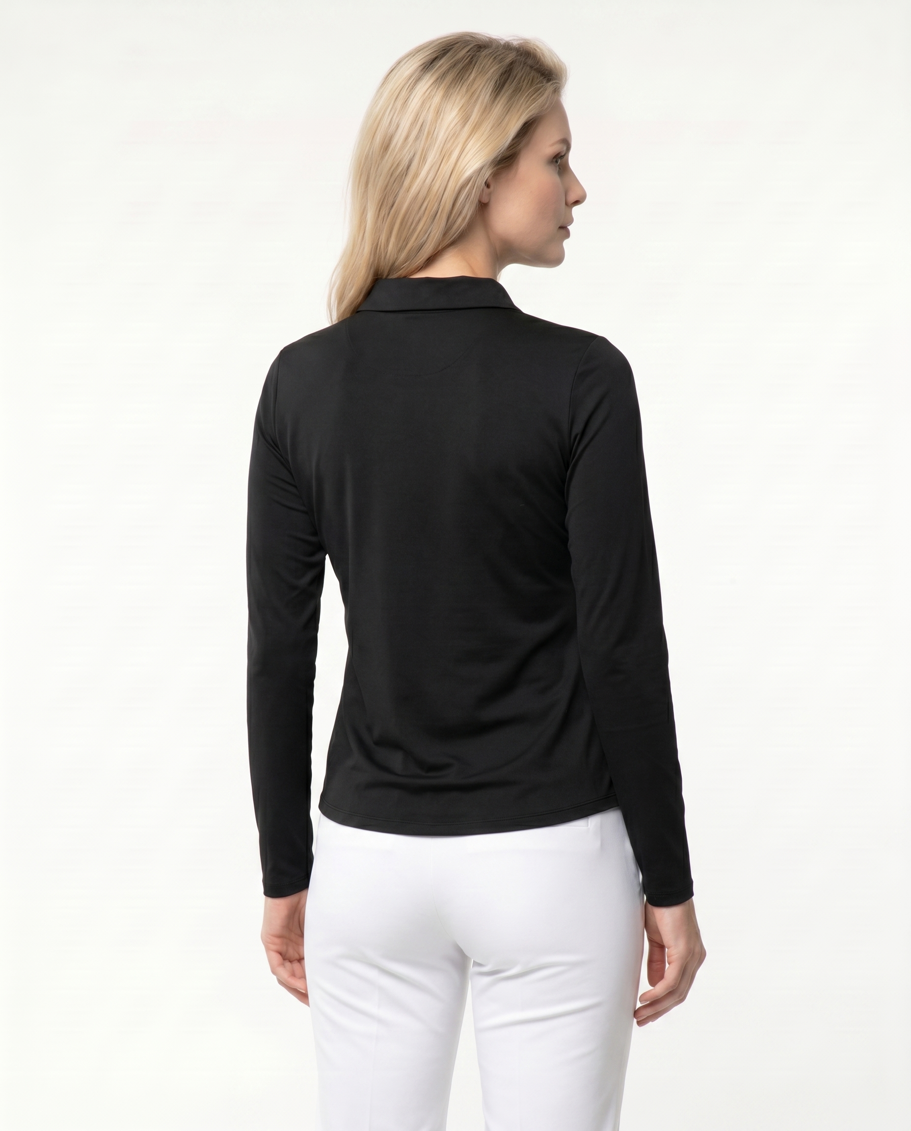 Solid Long Sleeve Polo Top 8400