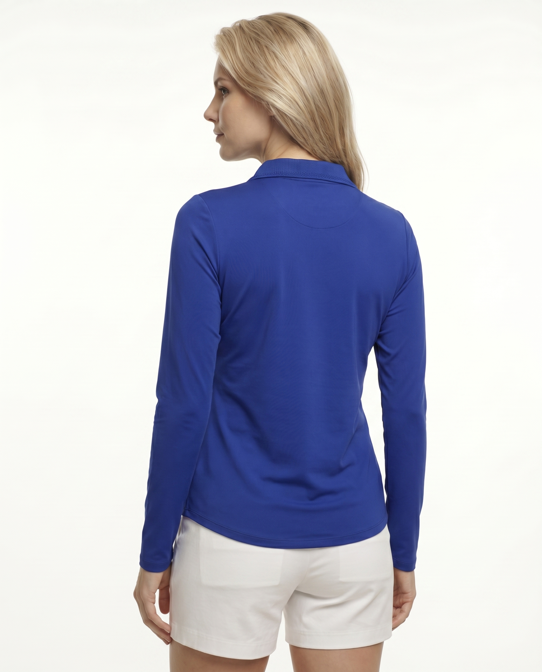 Solid Long Sleeve Polo Top 8400