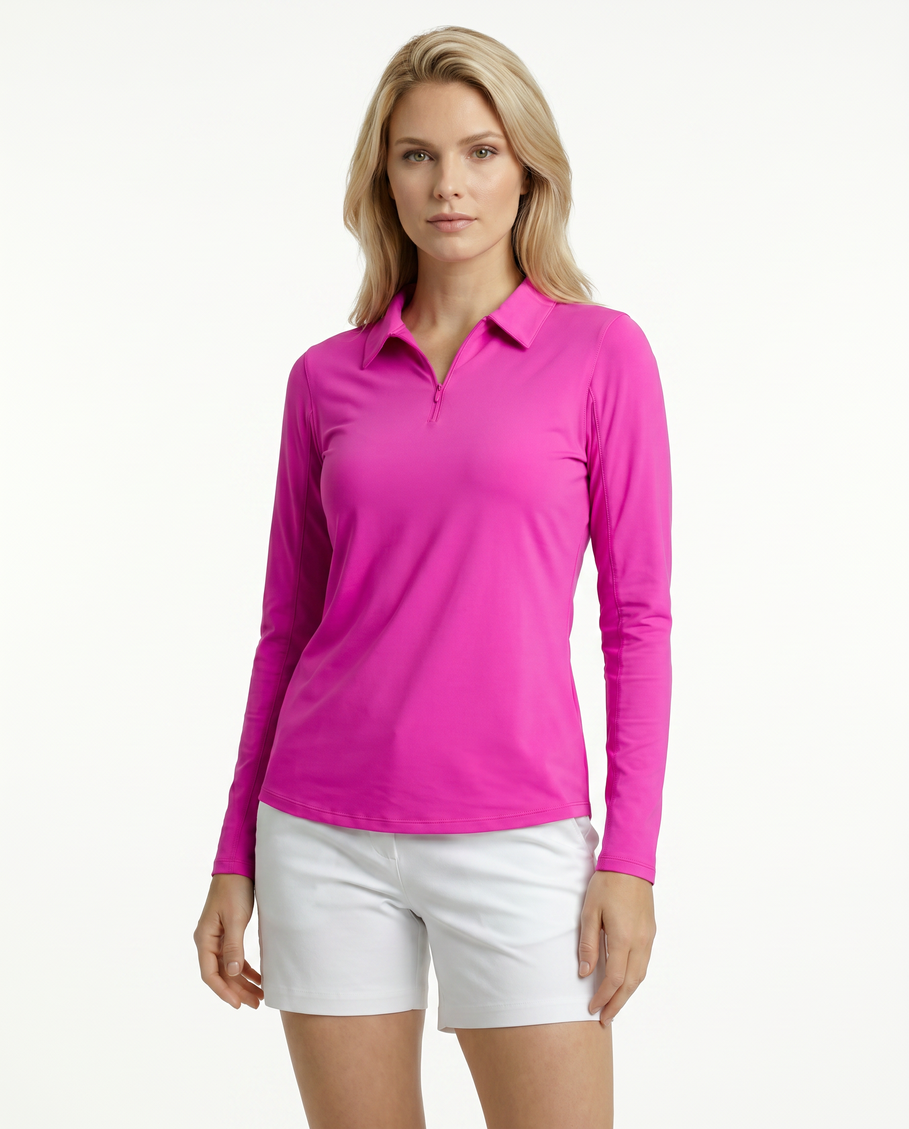 Solid Long Sleeve Polo Top 8400