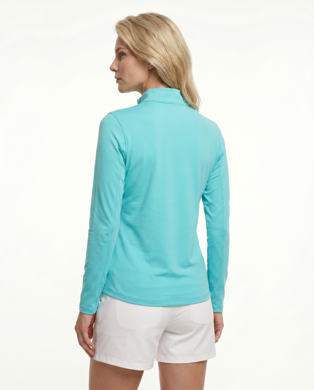 Solid Long Sleeve Zip Mock Top 8600