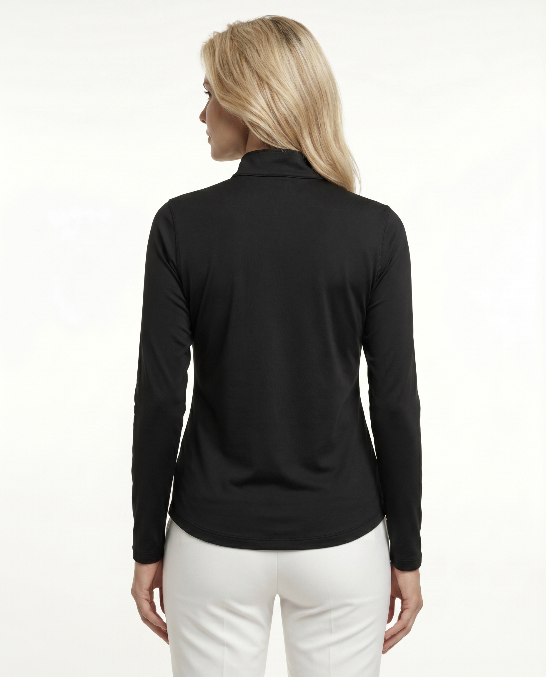 Solid Long Sleeve Zip Mock Top 8600