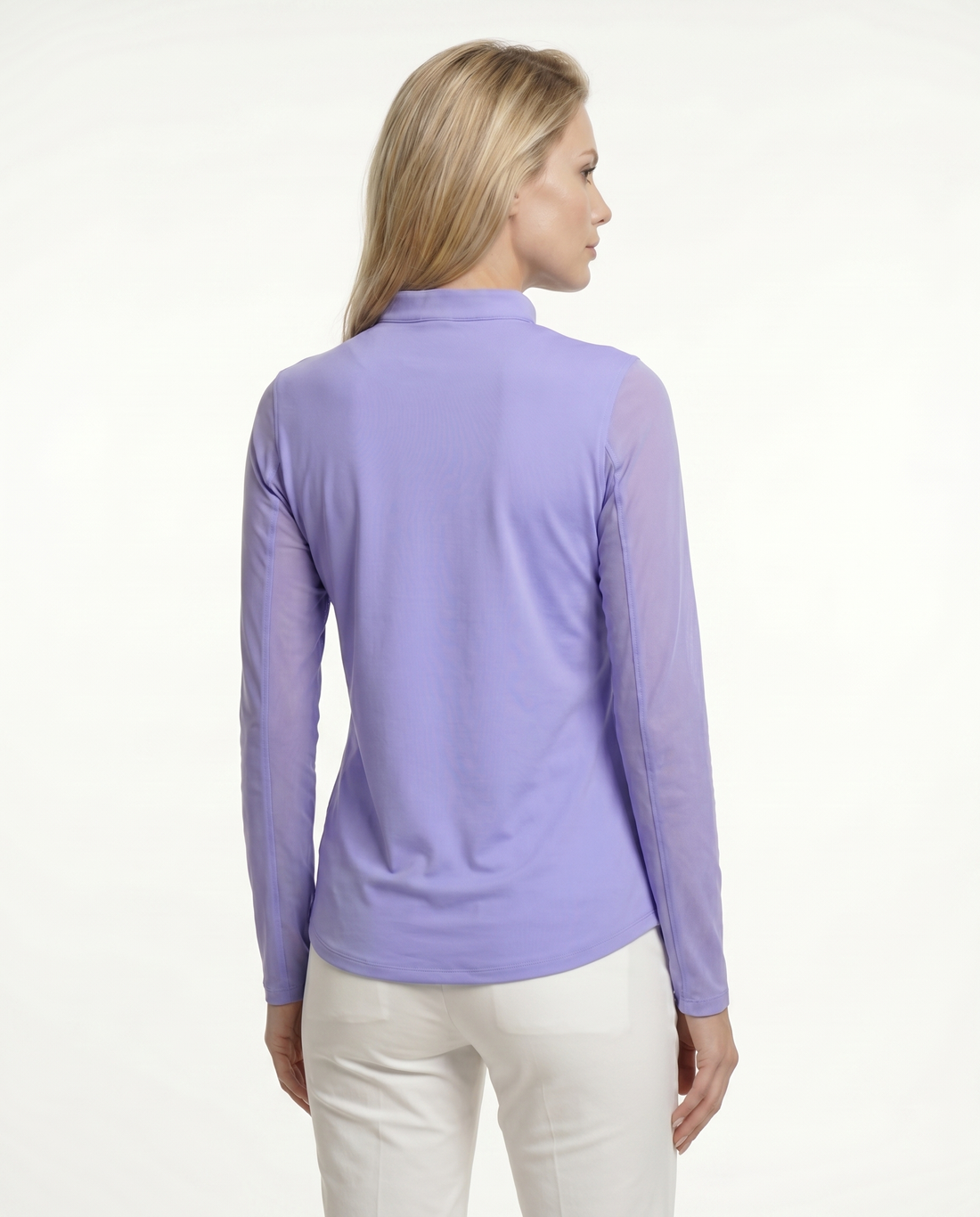 Solid Long Sleeve Zip Mock Top 8600v1