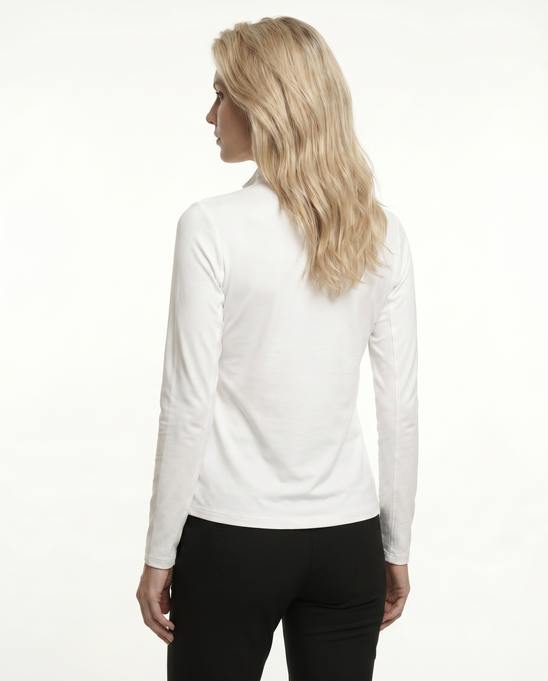Solid Long Sleeve Zip Mock Top 8600v1