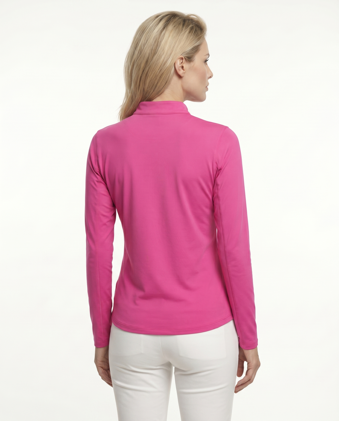 Solid Long Sleeve Zip Mock Top 8600v1