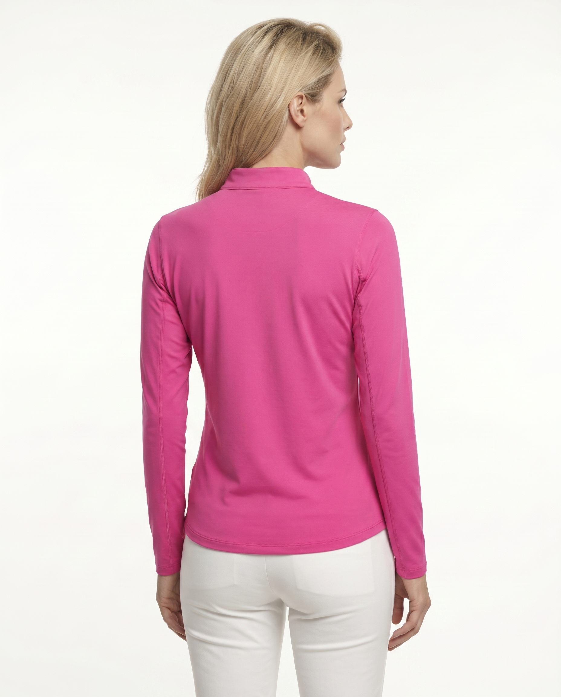 Solid Long Sleeve Zip Mock Top 8600v1