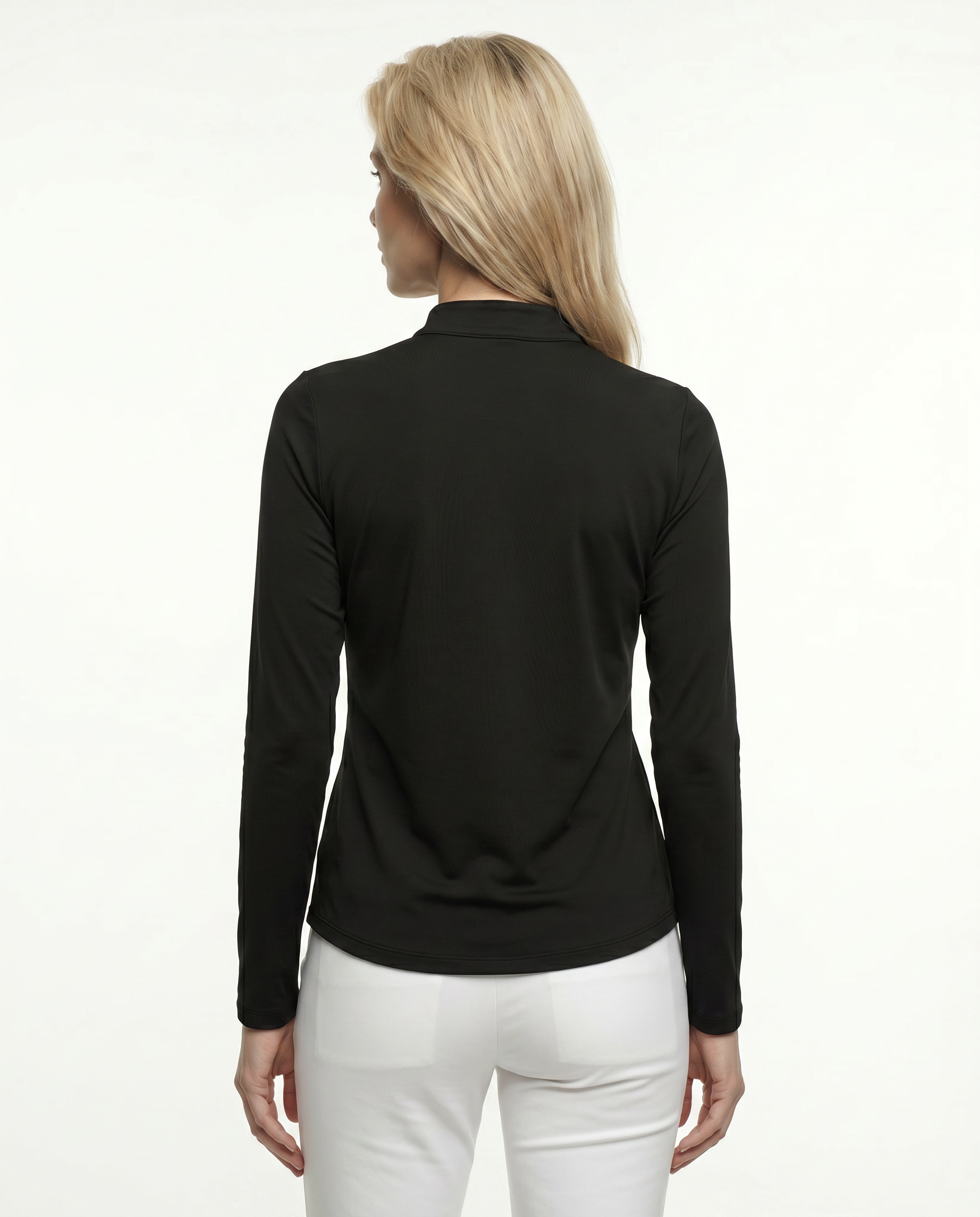 Solid Long Sleeve Zip Mock Top 8600v1