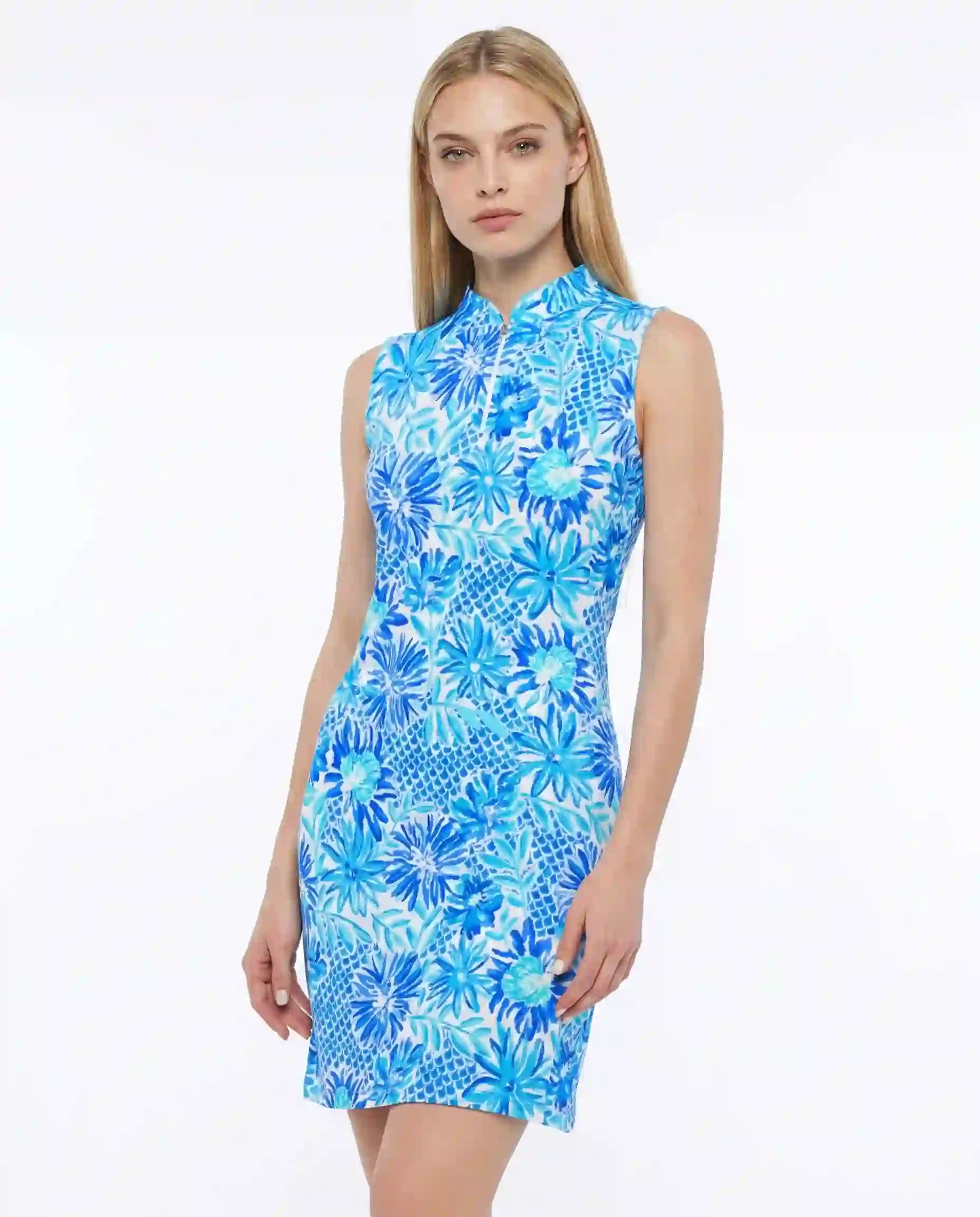 Bella Jardin Sleeveless Mock Neck Dress W/Pocket 59Z25