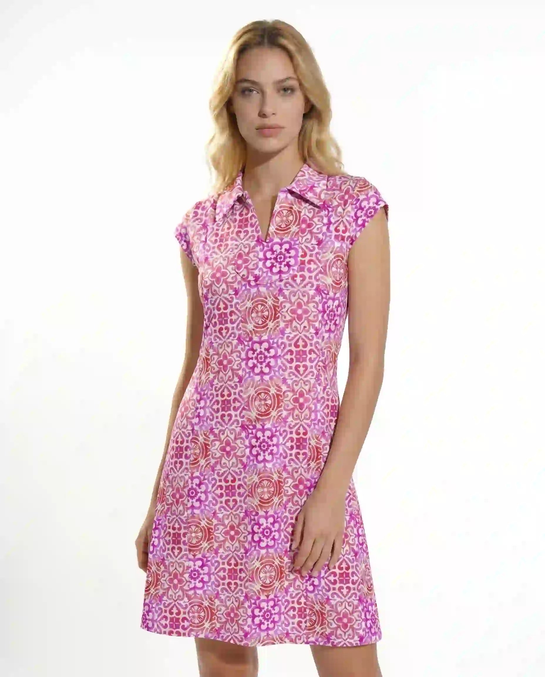 Milano Bar Polo Neck Cap Sleeve Polo Dress W/Pocket 67Z27