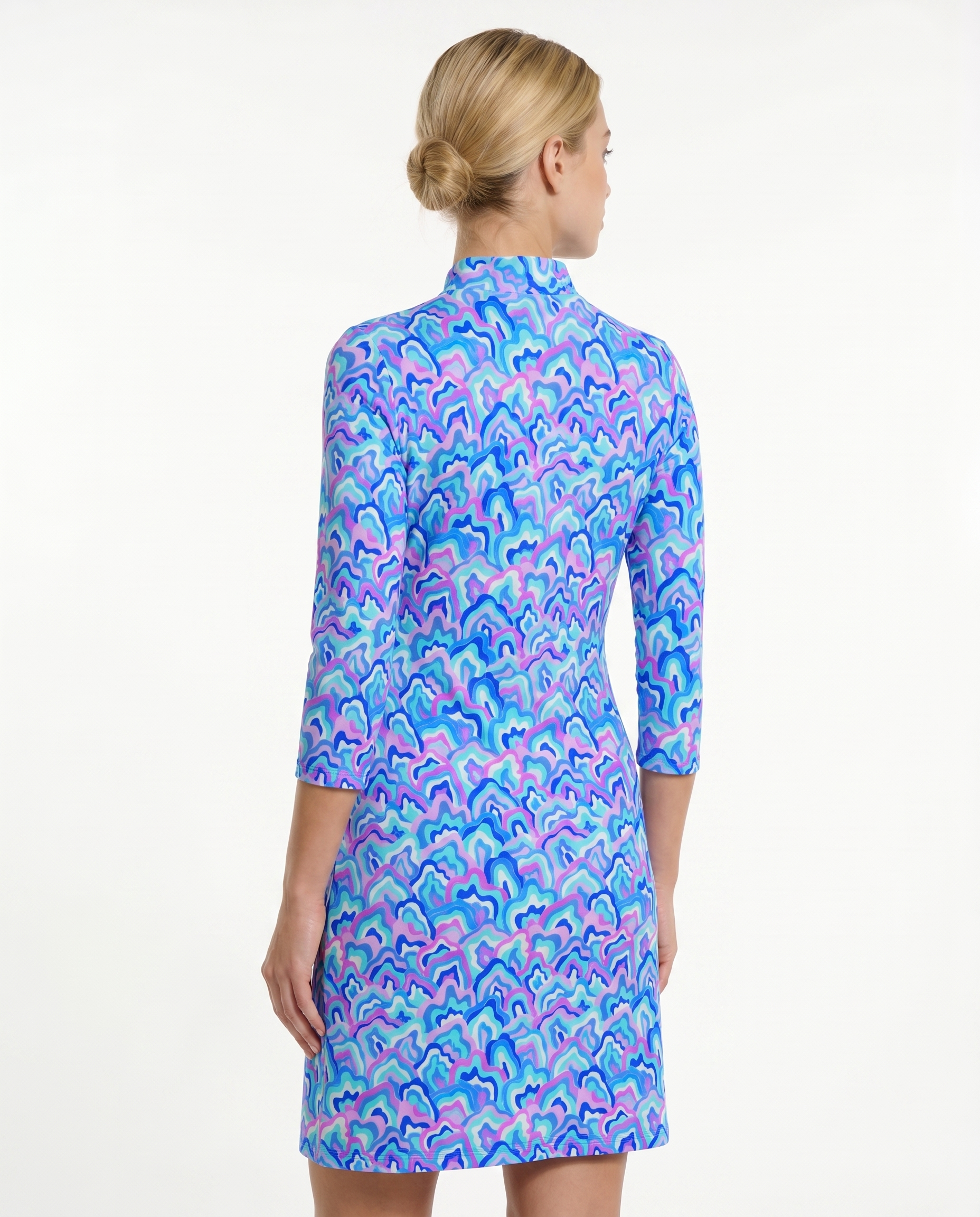 Out of Course 3/4 Slit Sleeve Portrait Neckline & Mock Zip Collar 50Z54