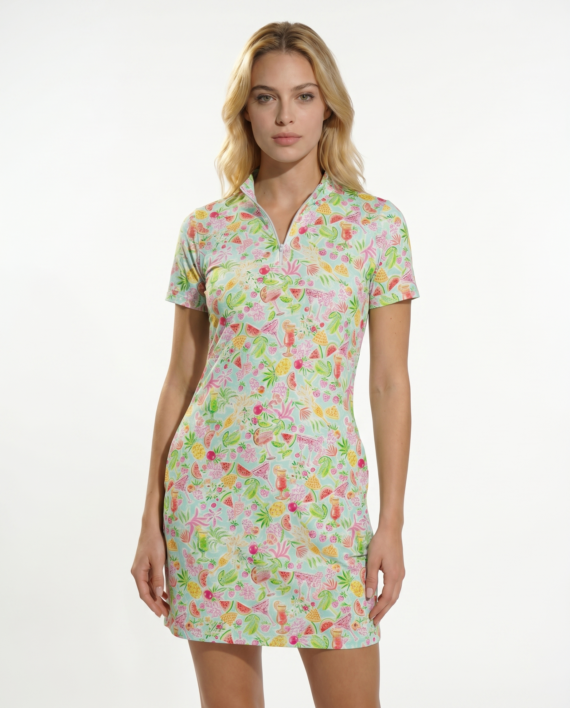 Cheers Mock Neck Half Sleeve Dress 58Z42