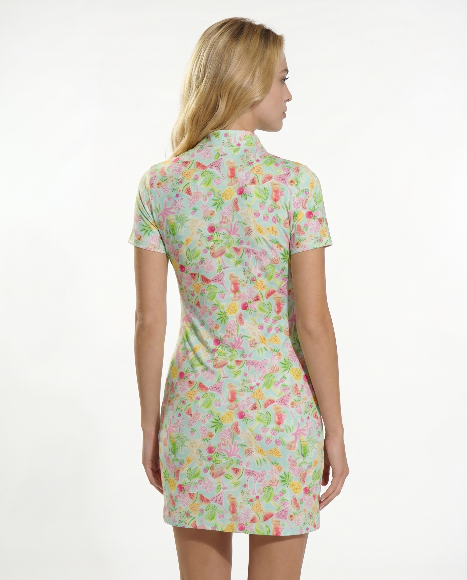 Cheers Mock Neck Half Sleeve Dress 58Z42