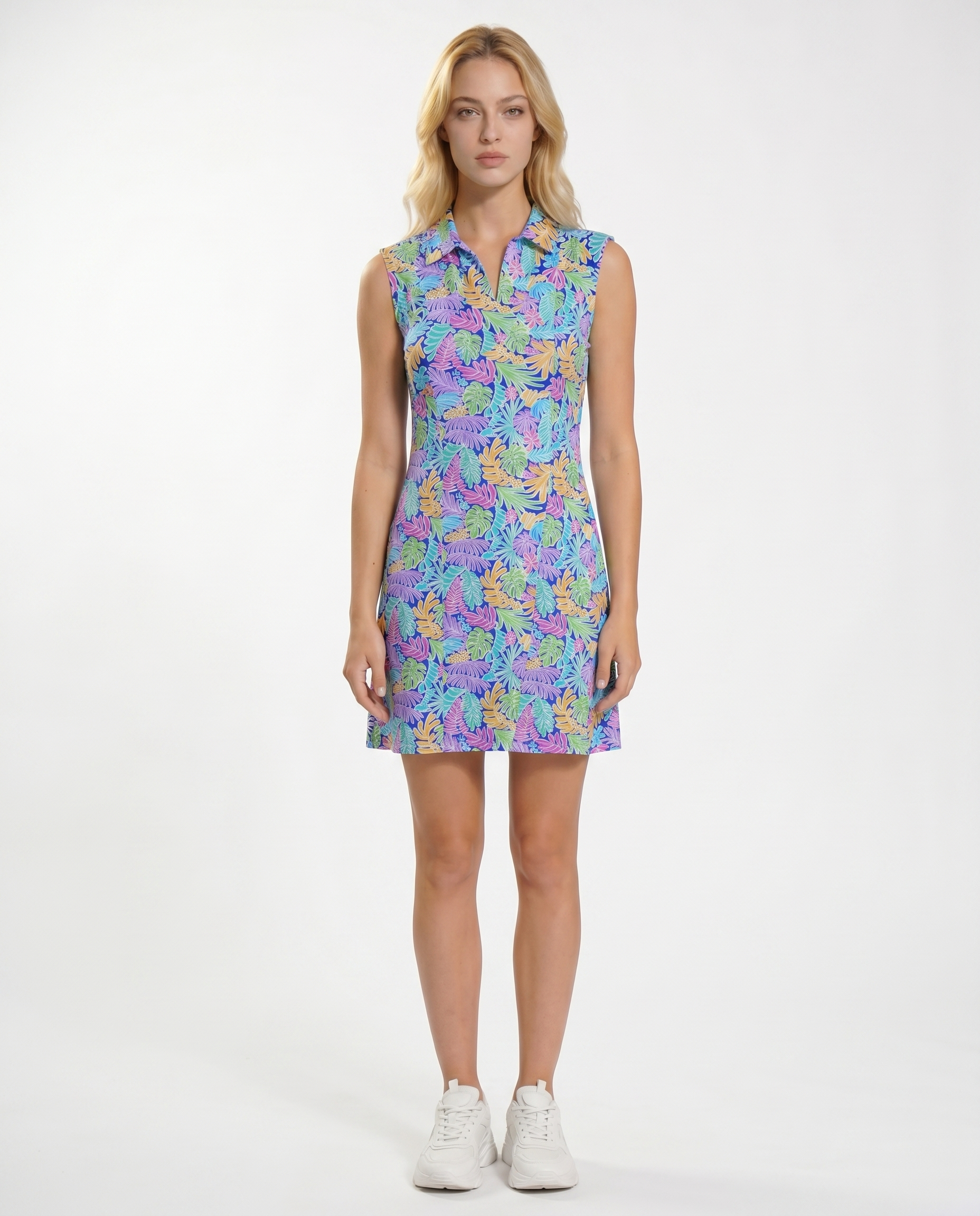 Deep Forest Polo Neck Cap Sleeve Dress 67Z44