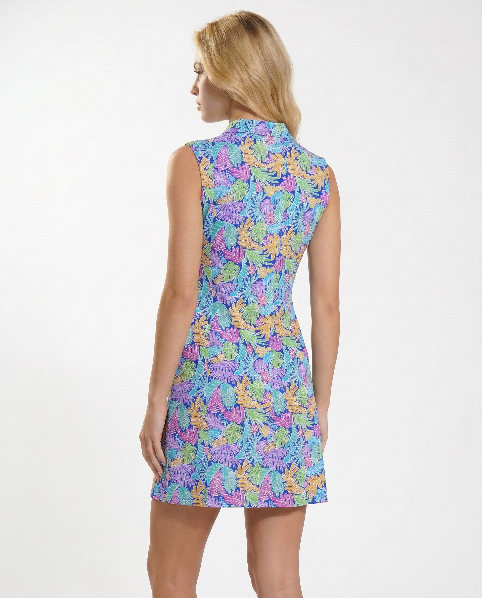 Deep Forest Polo Neck Cap Sleeve Dress 67Z44