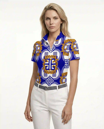 Mozzafiato Short Sleeve Zip Mock Top 85Z29